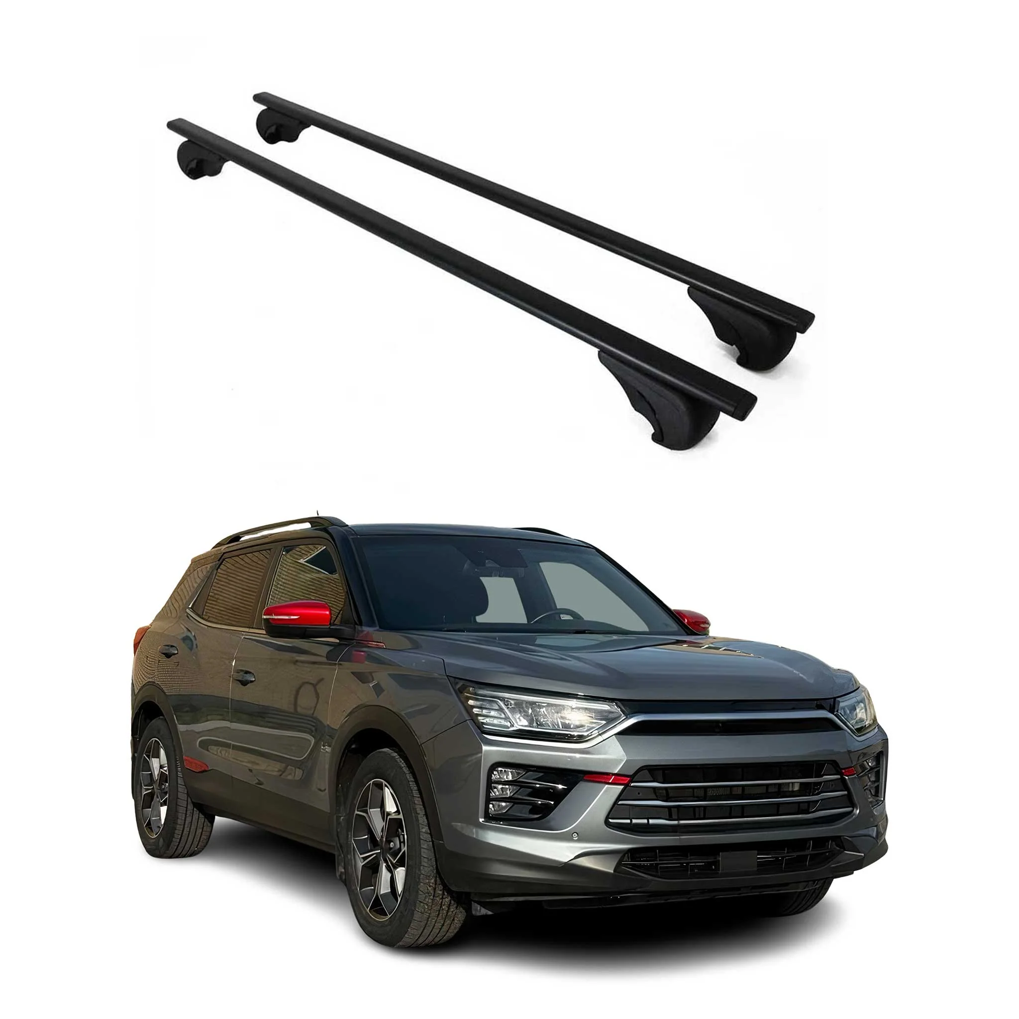 Dachträger Grundtäger für Ssangyong Korando 2019-2026 75kg Metall Schwarz 2 tlg