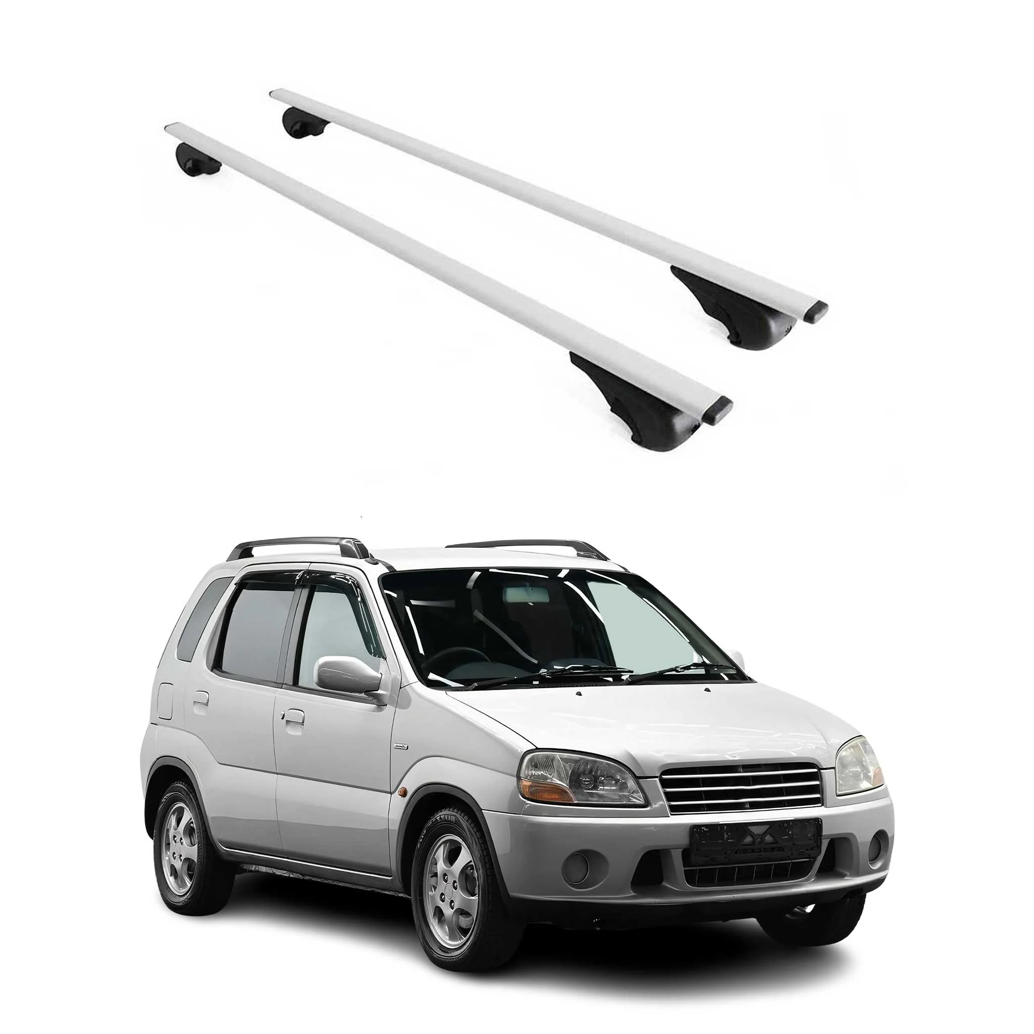 Dachträger Grundtäger für Suzuki Ignis mk1 2000-2008 75kg Metall Silber 2 tlg
