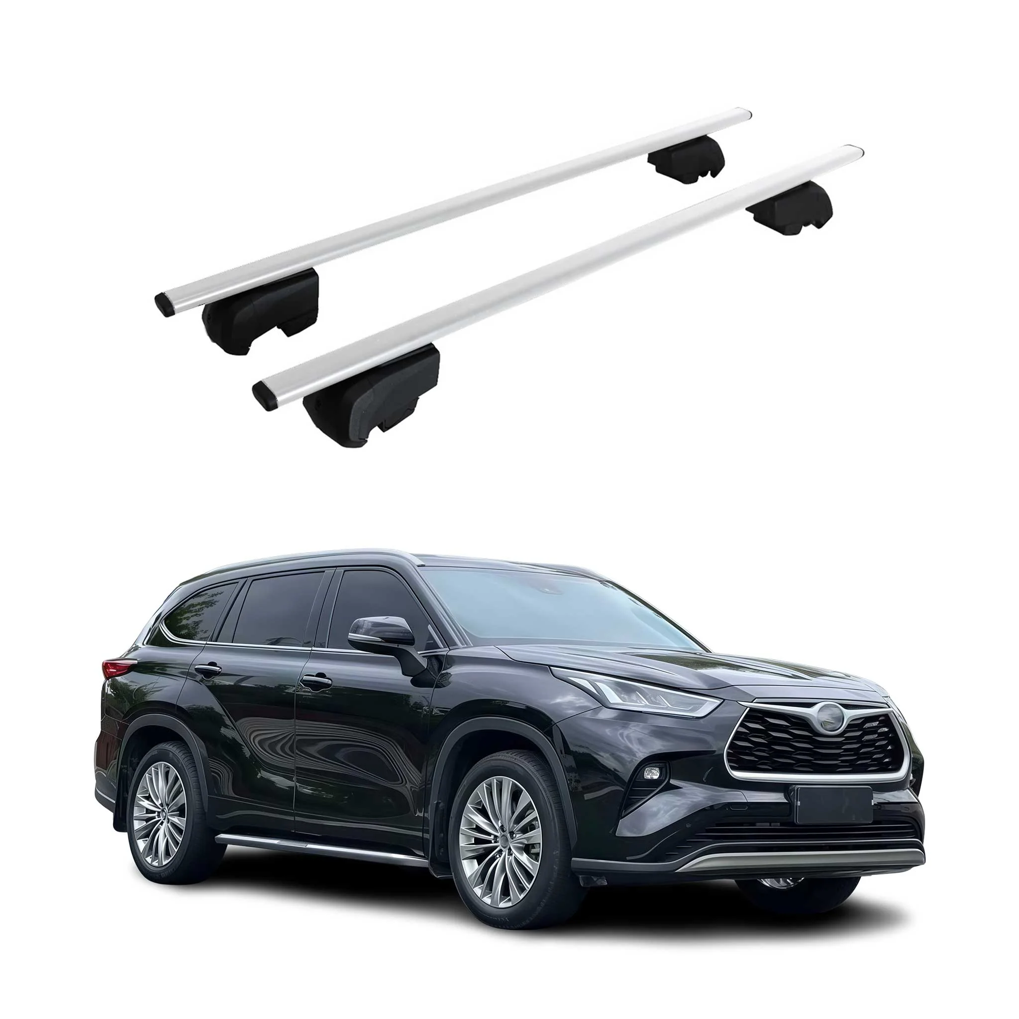 Dachträger Grundtäger für Toyota Highlander 2019-2023 75kg Metall Silber 2 tlg