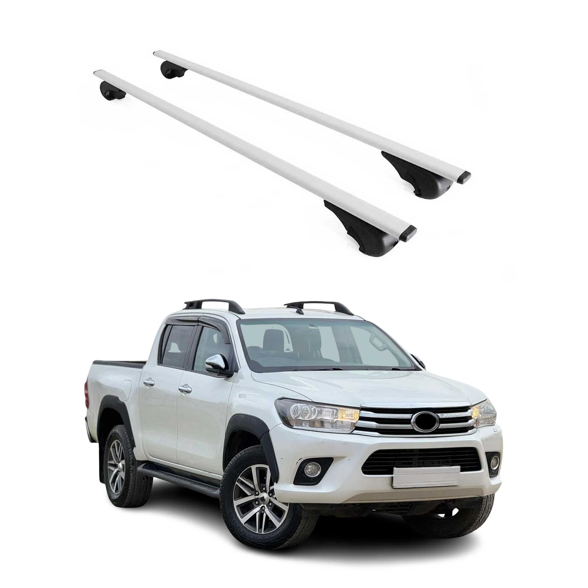 Dachträger Grundtäger für Toyota Hilux VII 2005-2015 75kg Metall Silber 2 tlg