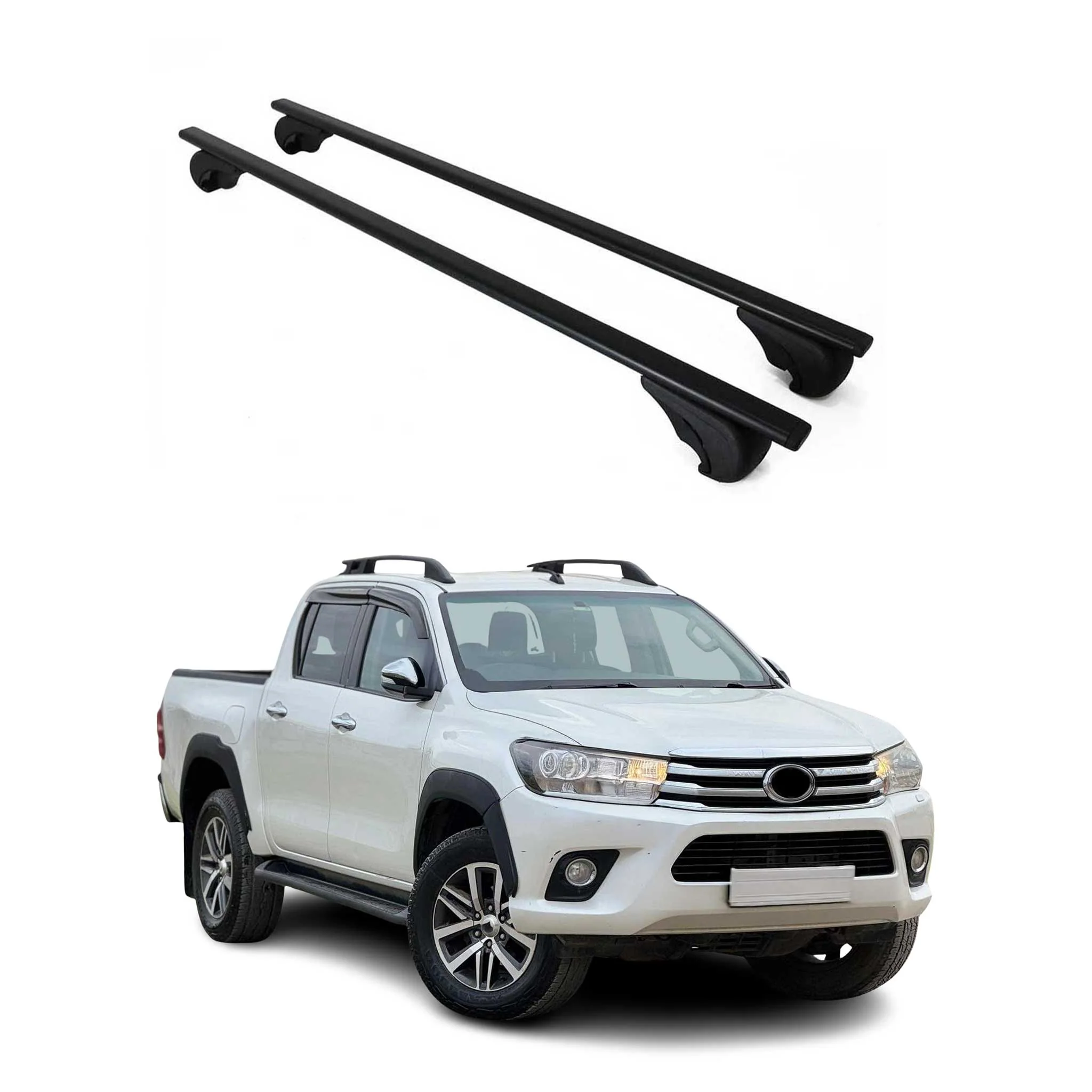 Dachträger Grundtäger für Toyota Hilux VII 2005-2015 75kg Metall Schwarz 2 tlg