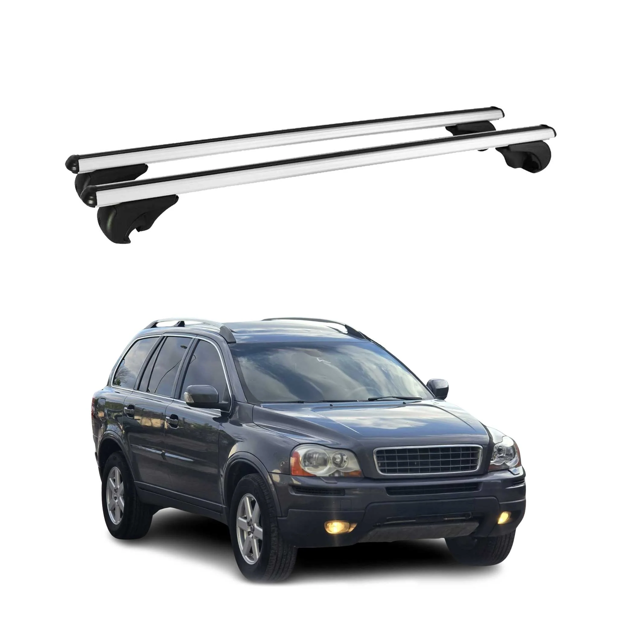 Dachträger Grundtäger für Volvo XC90 mk1 2002-2014 75kg Alu Silber 2tlg
