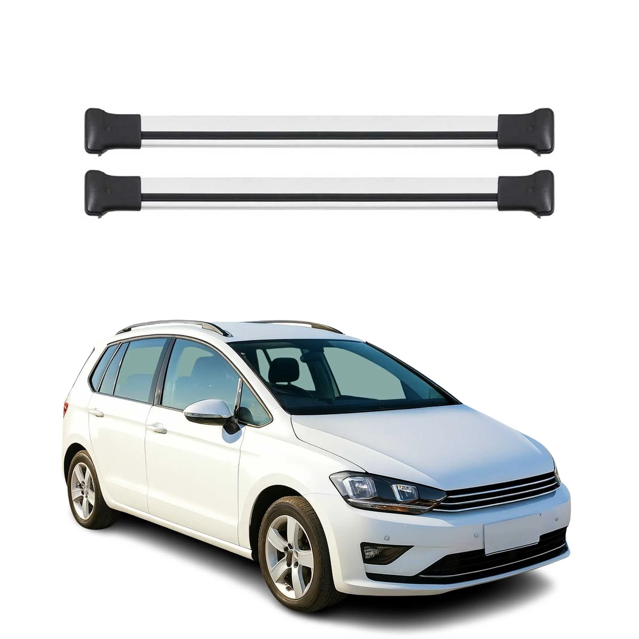 Dachträger Grundtäger für VW Golf Sportsvan 2014-2020 75kg Alu Silber 2 tlg