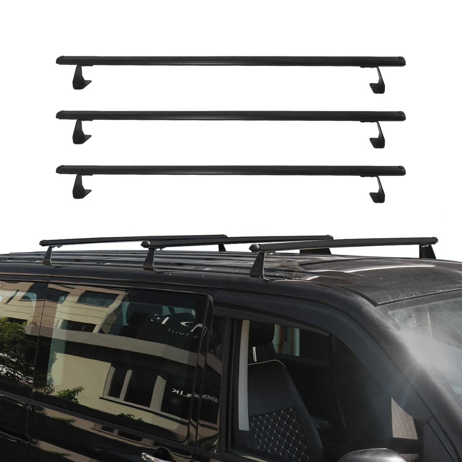 Dachträger Gepäckträger Relingträger für Nissan NV200 2009-2020 Alu Schwarz 3x - Image 2