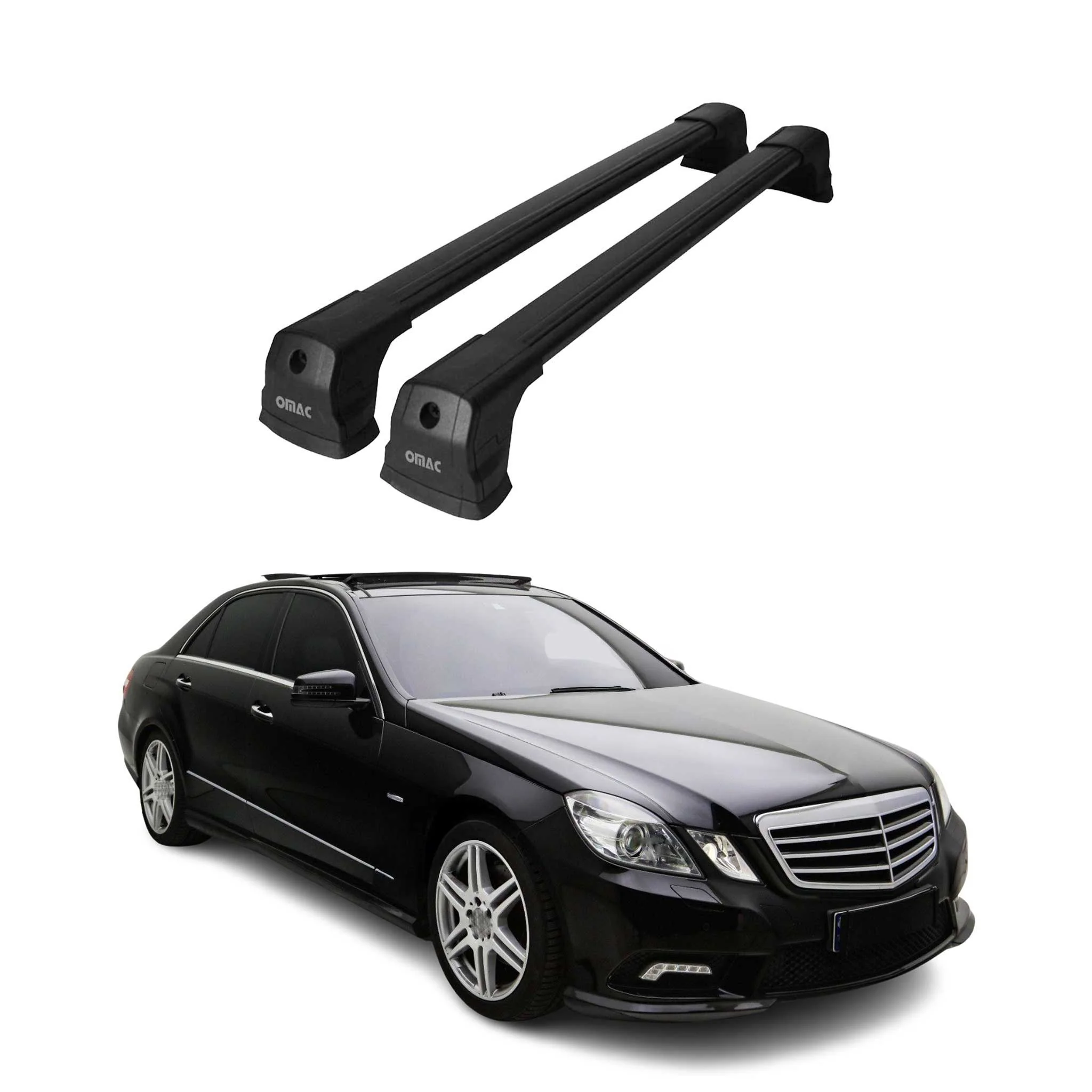 Dachträger Gepäkträger für Mercedes E Klasse W212 Limo 2010-2016 Schwarz Alu 2x