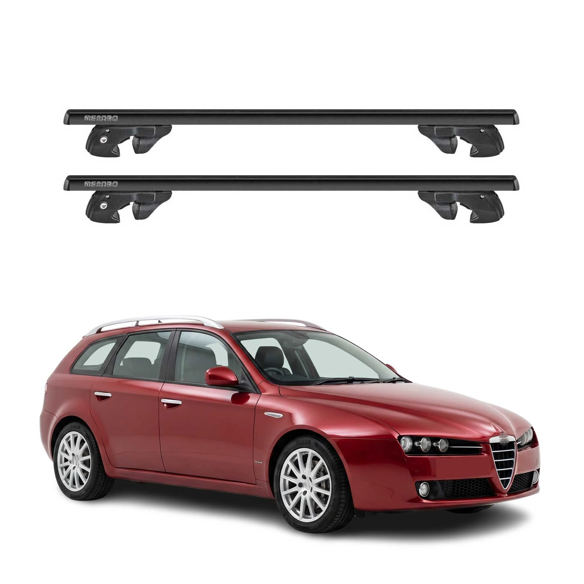 Dachträger Grundtäger für Alfa Romeo 159 Sportwagon 2005-2012 Alu TÜV Schwarz 2x