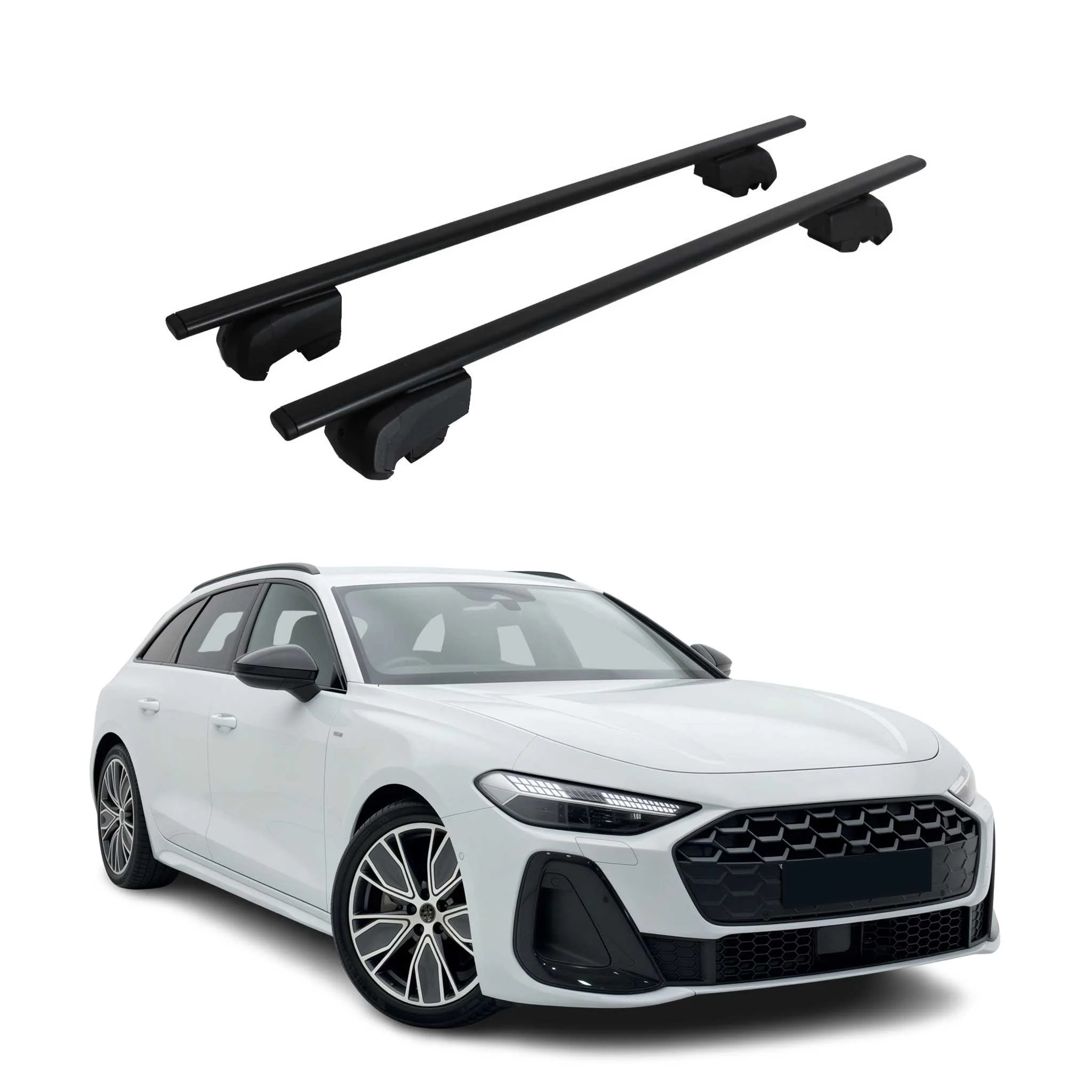 Dachträger Grundtäger für Audi A5 B10 Avant 2025-2026 75kg Metall Schwarz 2 tlg