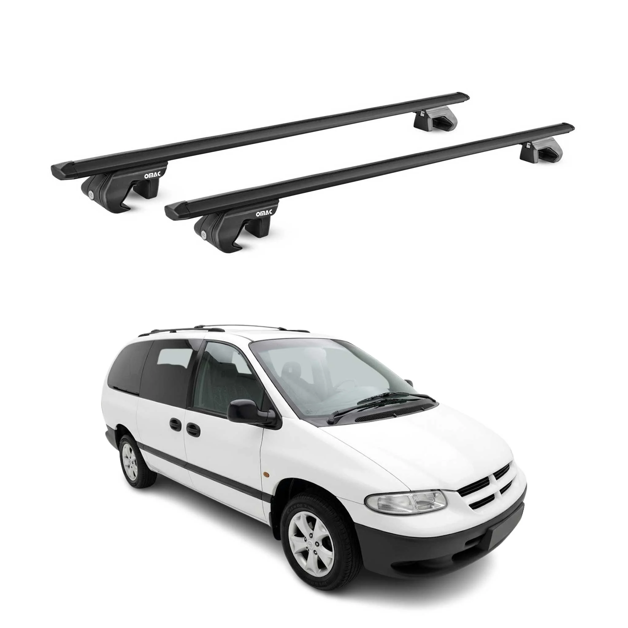 Dachträger Grundtäger für Chrysler Grand Voyager 1995-2007 Alu Schwarz 2 tlg ABE