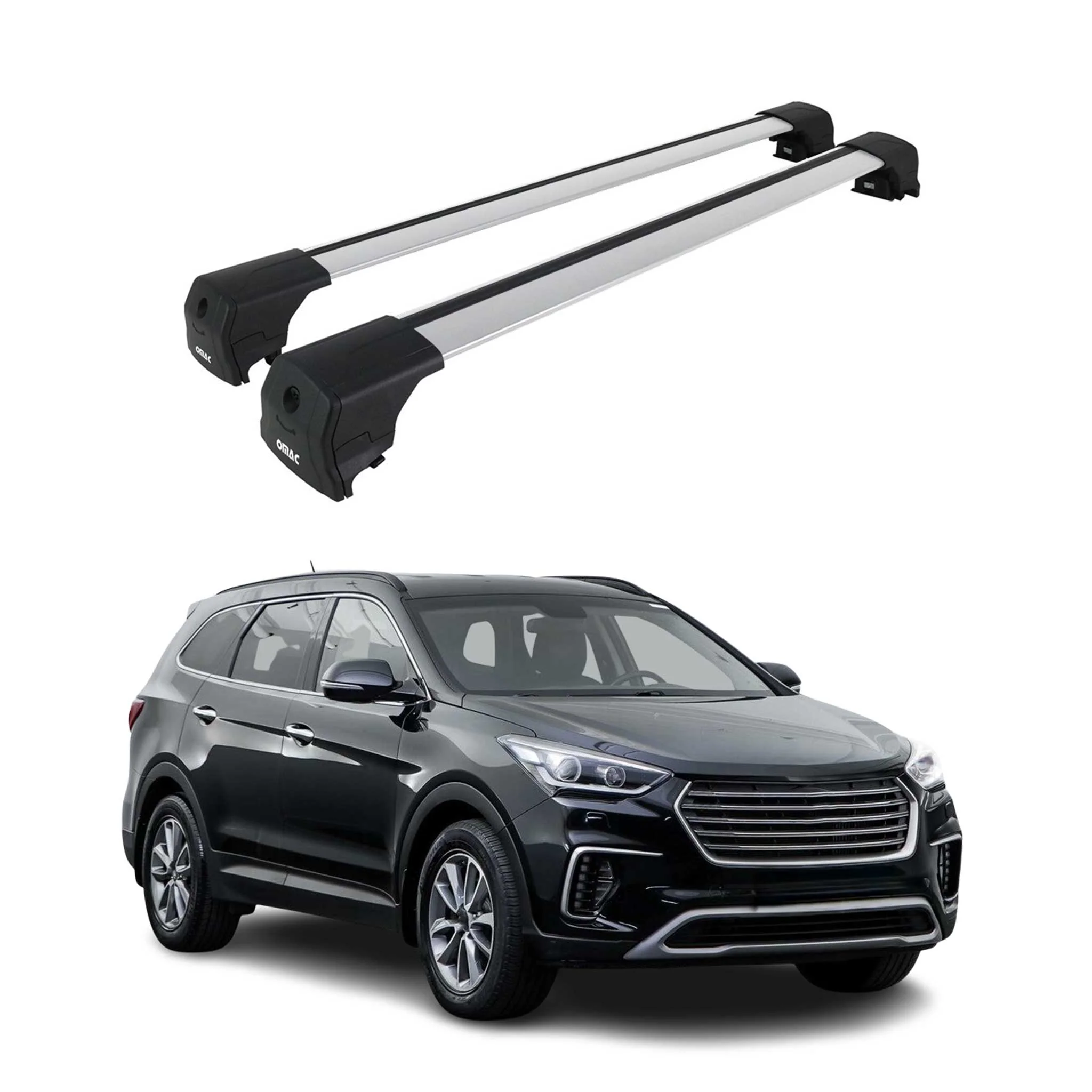 Dachträger Grundtäger für Hyundai Santa Fe III 2013-2018 Aluminium Silber 2 tlg