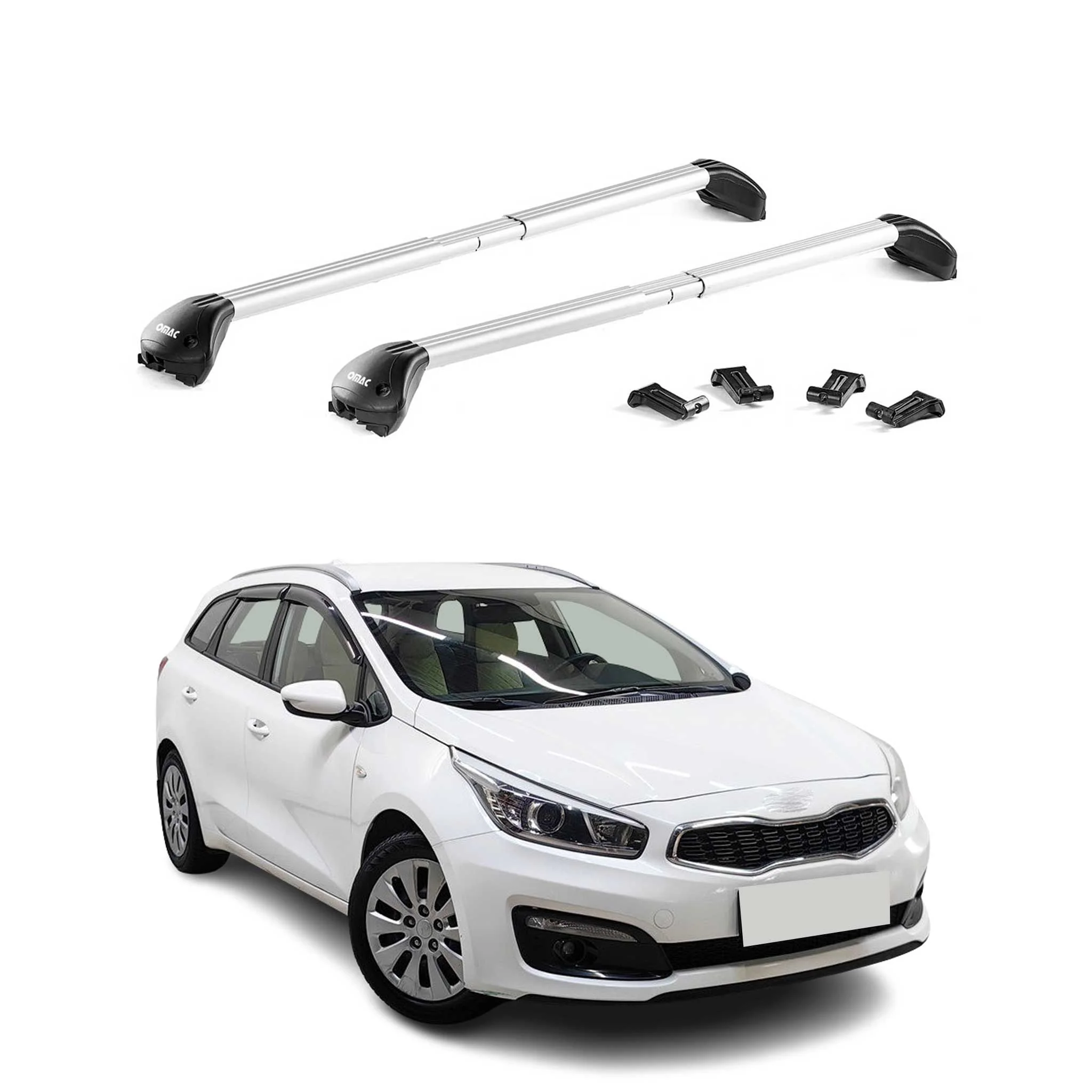 Dachträger Grundtäger für Kia Ceed II Kombi 2012-2018 100kg Aluminium Silber ABE