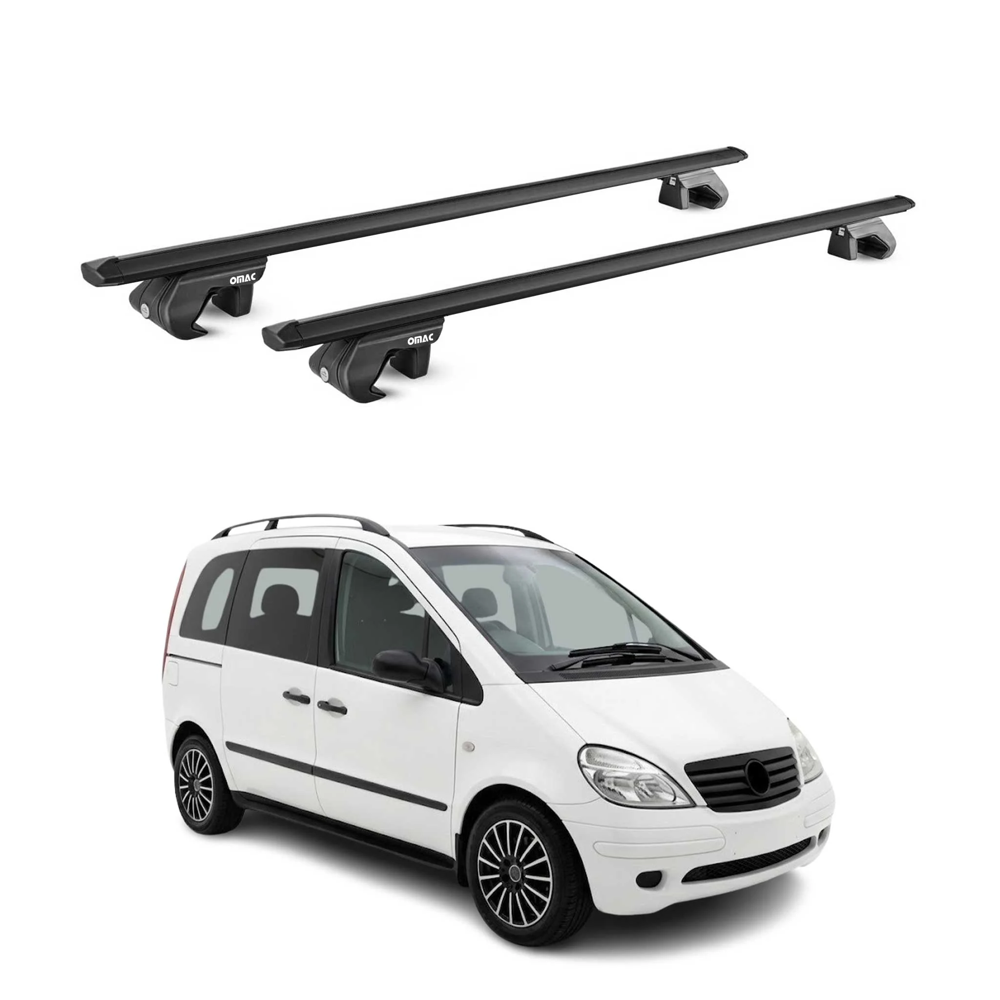 Dachträger Grundtäger für Mercedes Vaneo W414 2001-2005 Alu Schwarz 2 tlg ABE