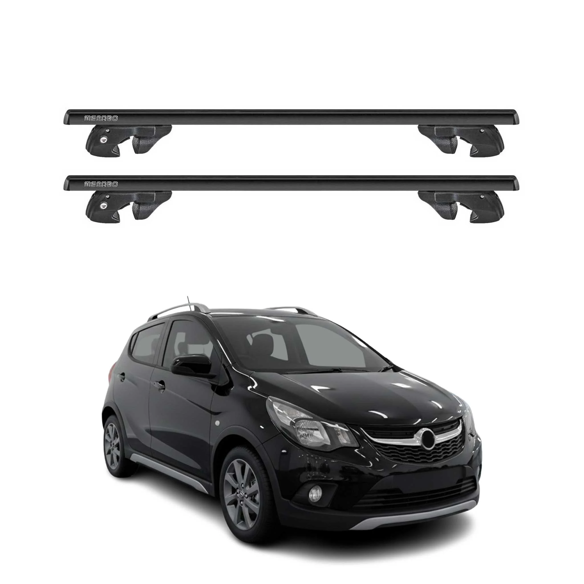 Dachträger Grundtäger für Opel Karl Rocks 2017-2019 Alu 90kg TÜV Schwarz 2tlg