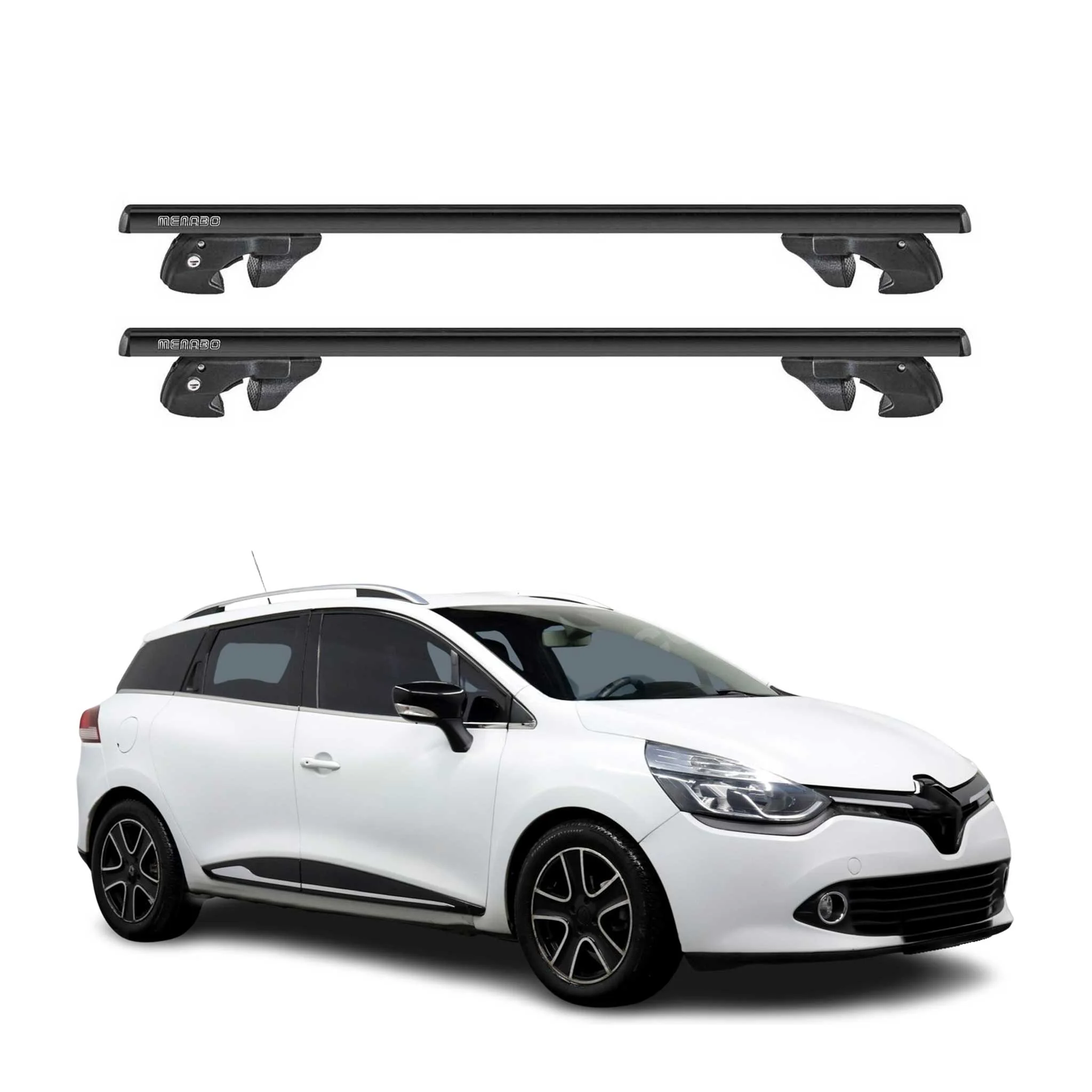 Dachträger Grundtäger für Renault Clio IV Grandtour 2012-2019 Alu TÜV Schwarz 2x
