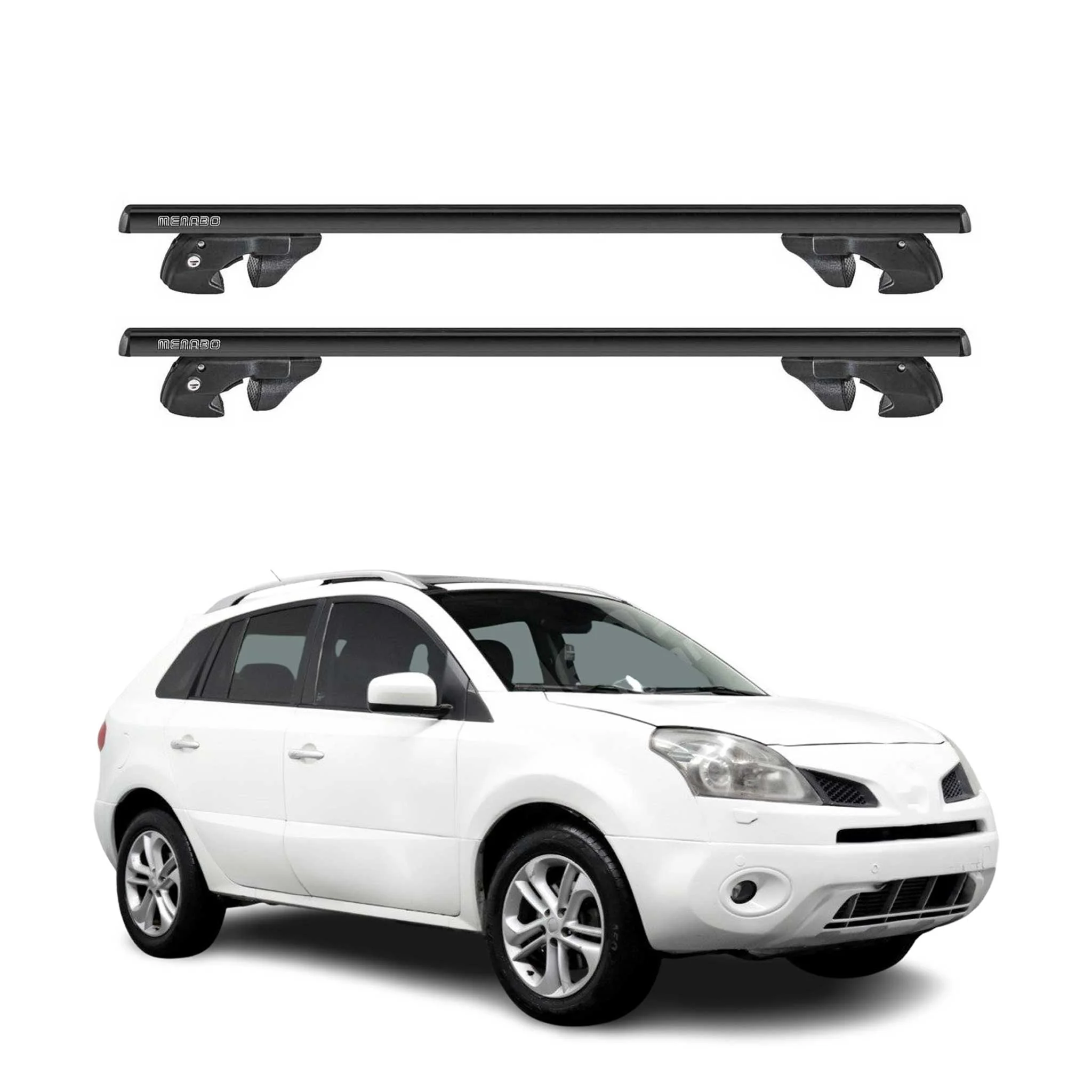 Dachträger Grundtäger für Renault Koleos I 2008-2015 Alu 90kg TÜV Schwarz 2tlg