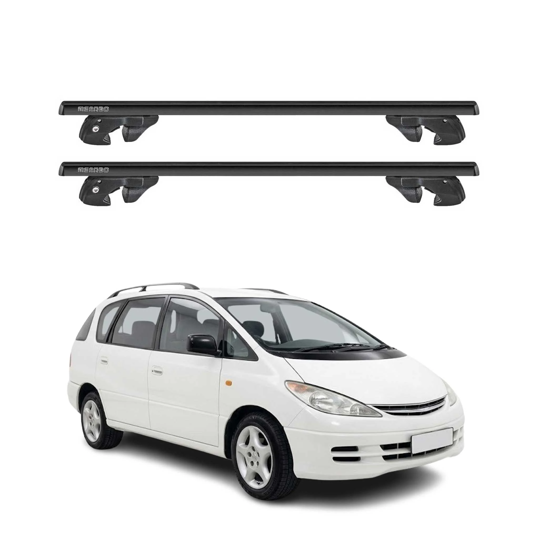 Dachträger Grundtäger für Toyota Previa II 2000-2005 Alu 90kg TÜV Schwarz 2tlg