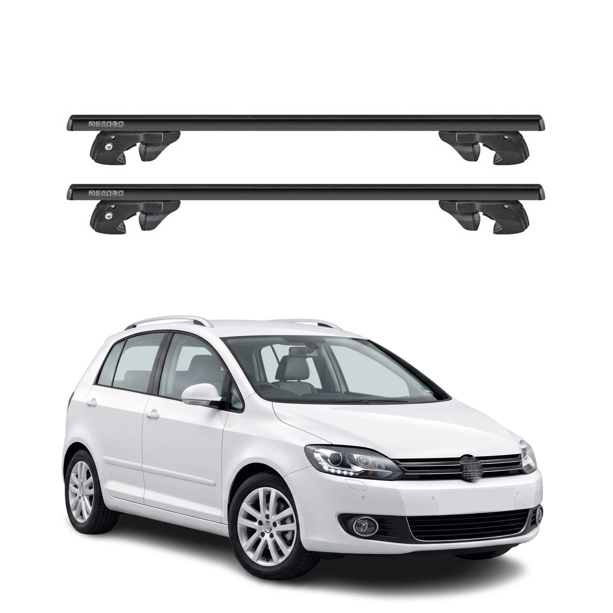 Dachträger Grundtäger für VW Golf Plus mk6 2009-2016 Alu 90kg TÜV Schwarz 2tlg