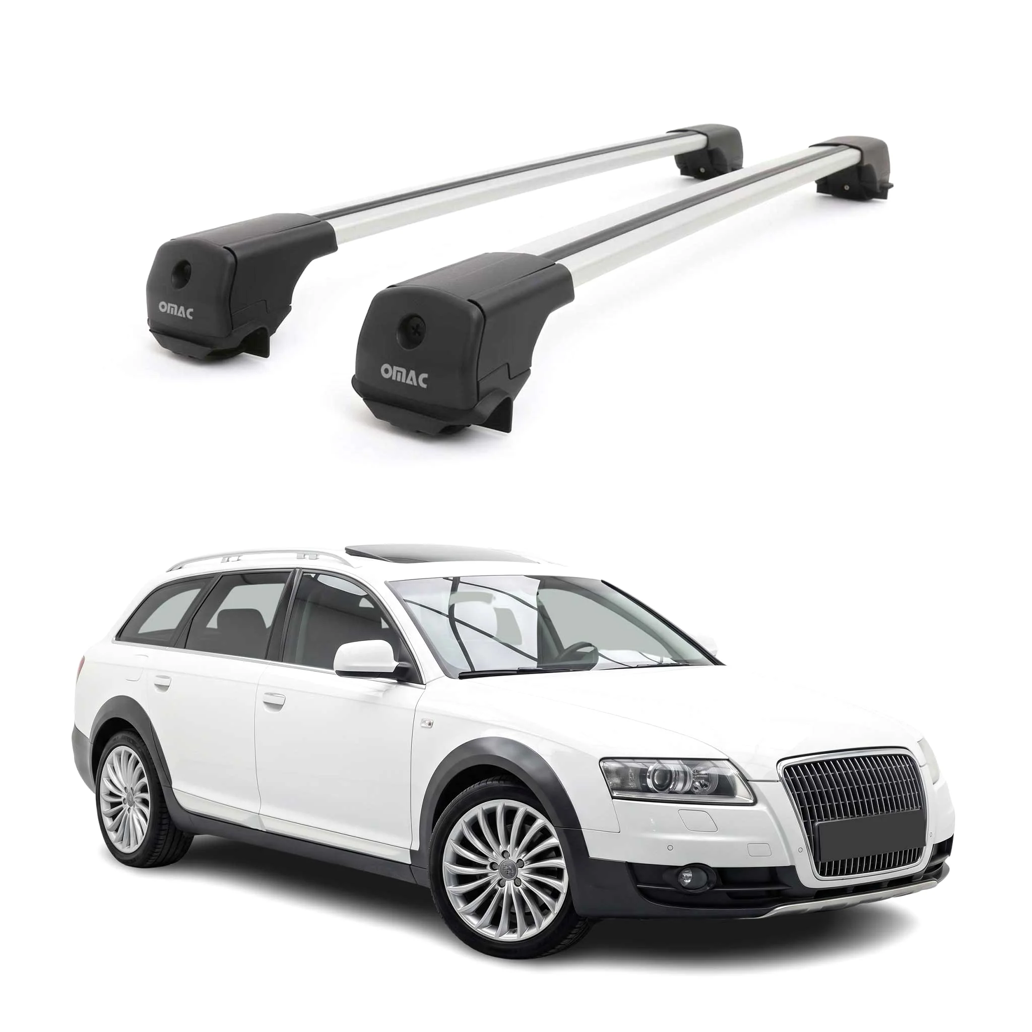 Dachträger Grundträger für Audi A6 C6 Allroad 2006-2011 Aluminium 75kg Grau 2tlg