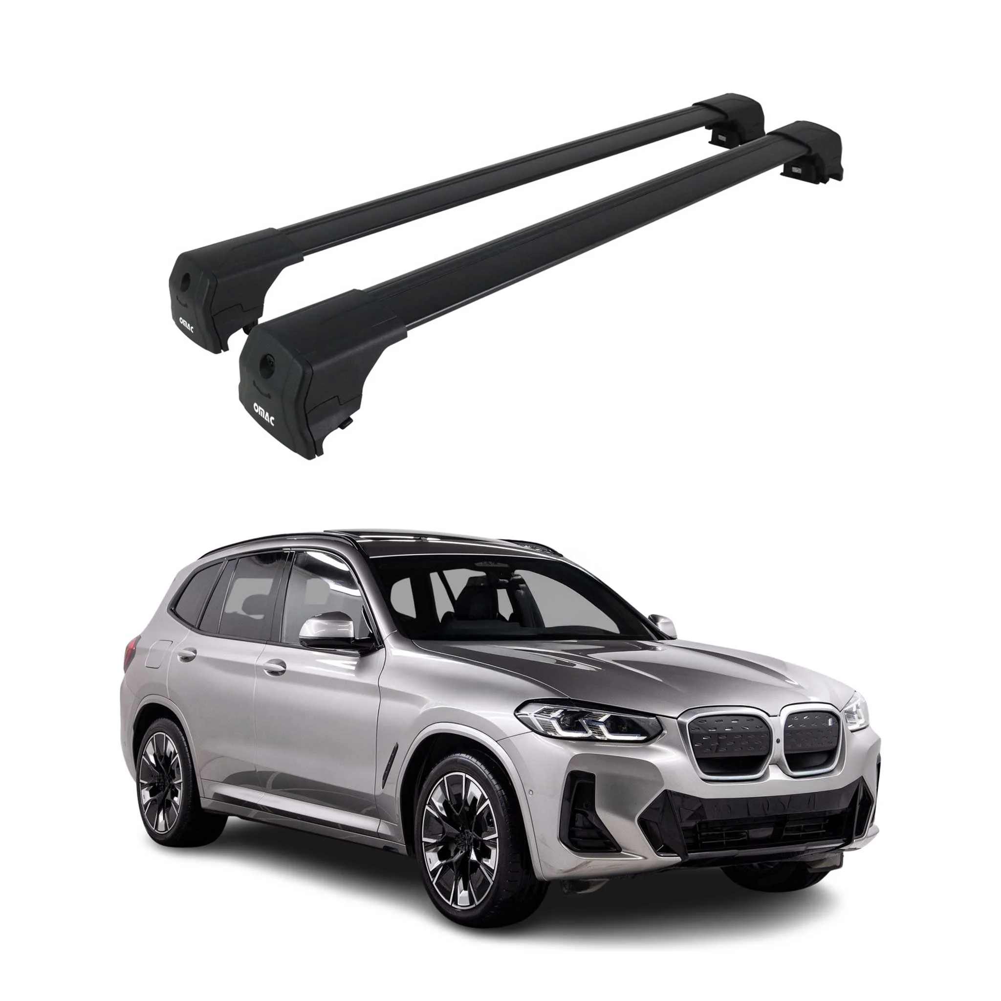 Dachträger Grundtäger für BMW iX3 G08 2020-2025 75kg Aluminium Schwarz 2 tlg