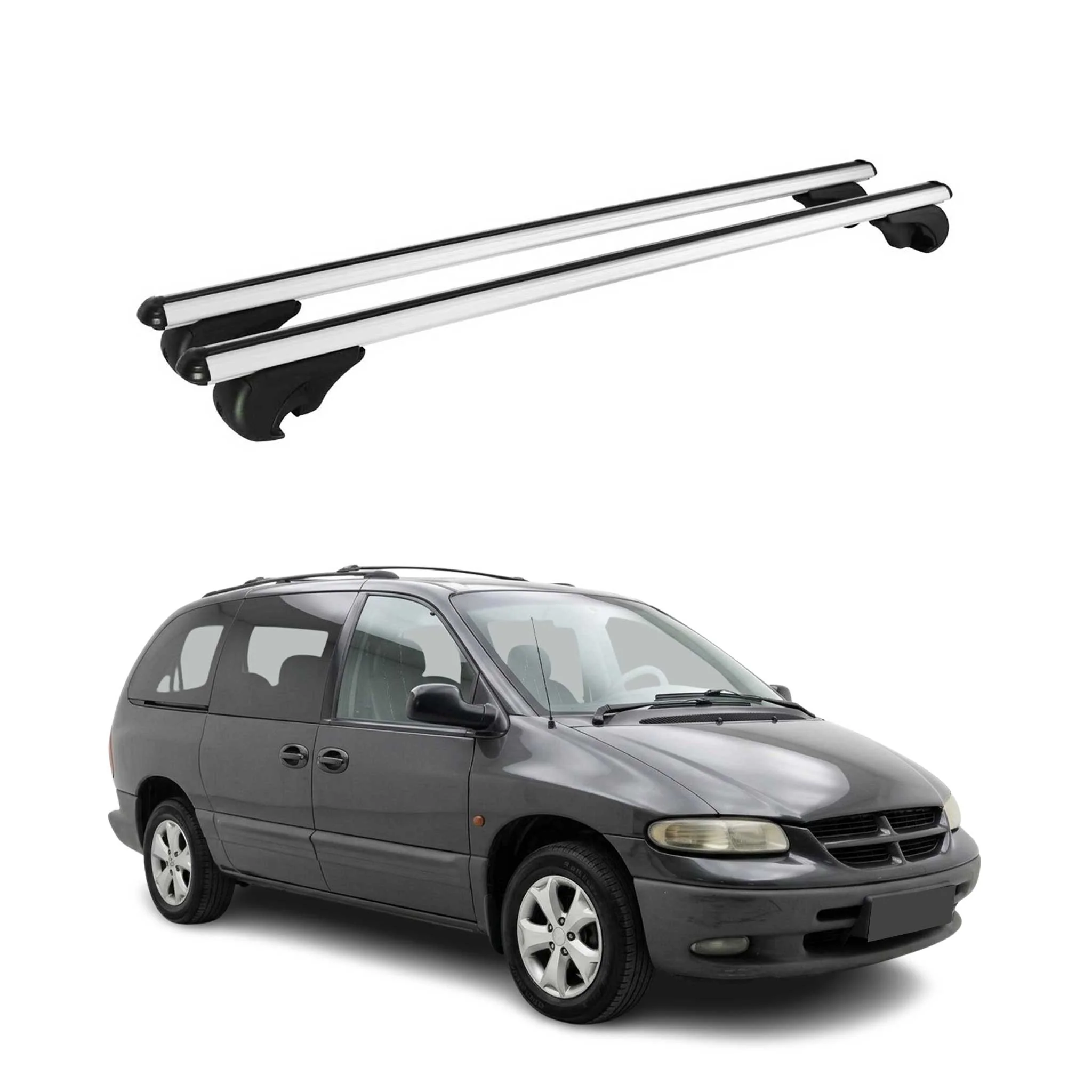 Dachträger Grundträger für Chrysler Voyager 1996-2000 TÜV Aluminium Silber 2tlg