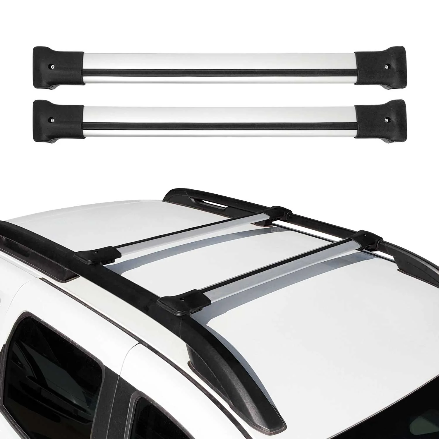Dachträger Grundtäger für Dacia Duster mk1 2010-2014 Pre-FL 75kg Alu Silber 2x - Image 2