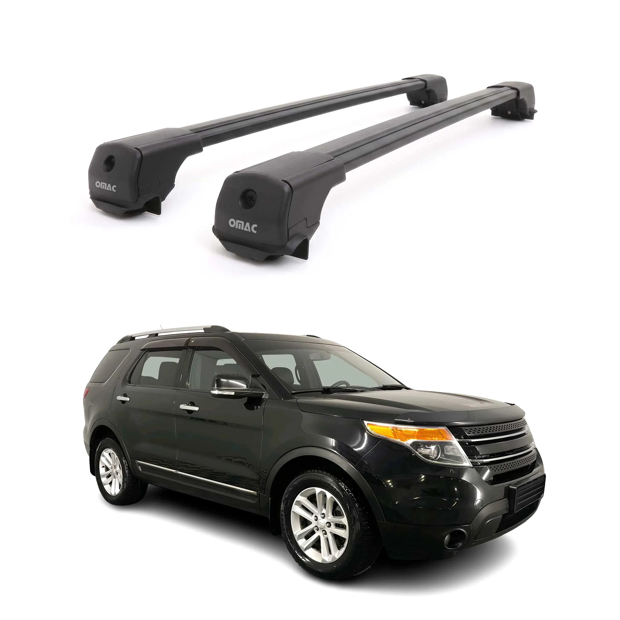 Dachträger Grundträger für Ford Explorer V 2011-2015 Pre-FL Aluminium Schwarz 2x