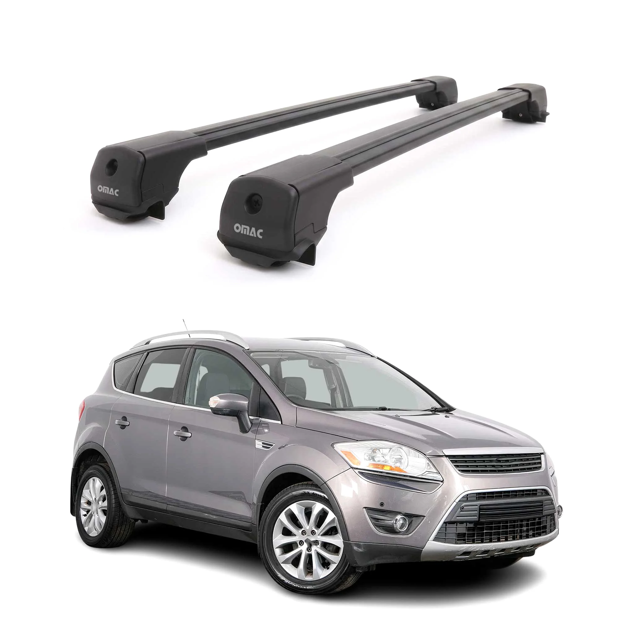 Dachträger Grundträger für Ford Kuga I 2008-2012 Aluminium 75kg Schwarz 2tlg