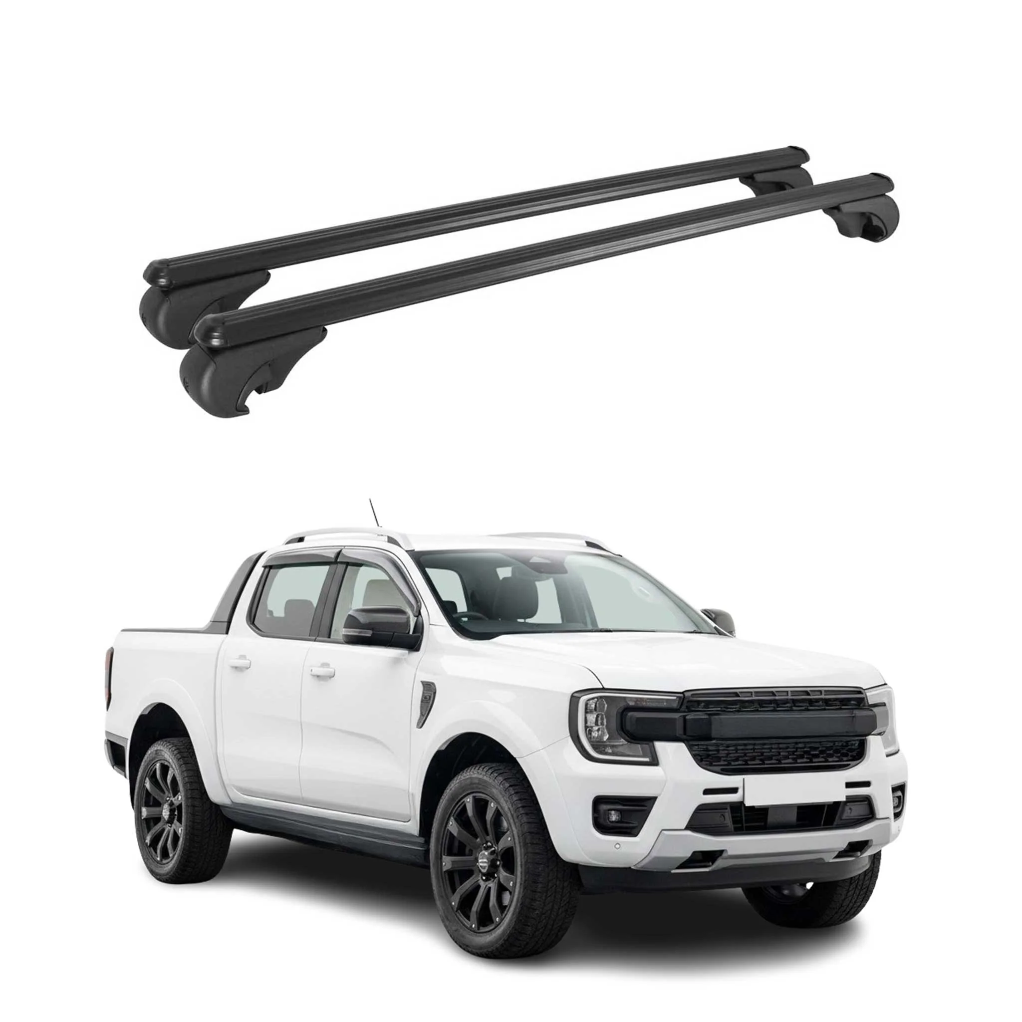 Dachträger Grundträger für Ford Ranger IV 2022-2026 TÜV Aluminium Schwarz 2tlg