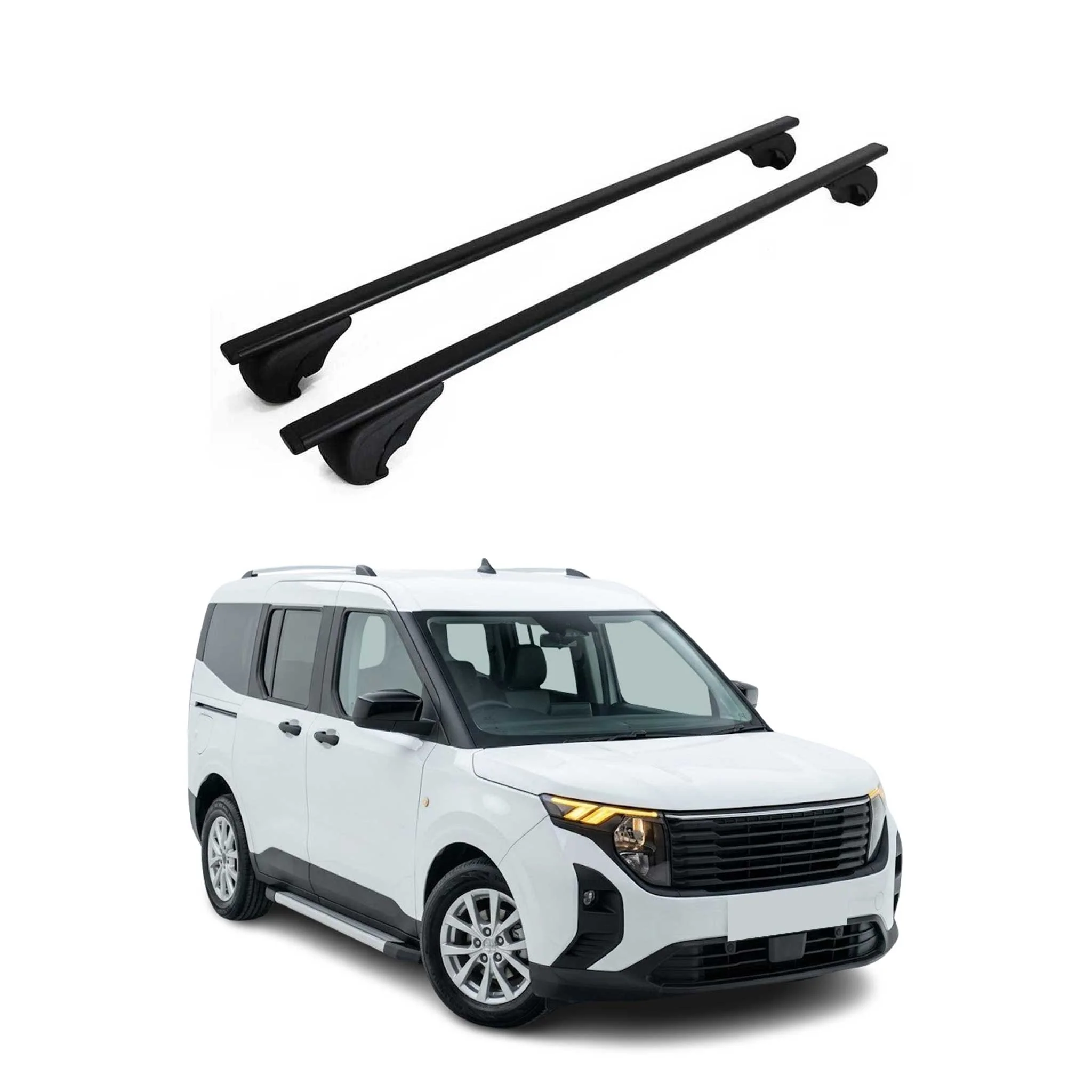 Dachträger Grundträger für Ford Tourneo Courier II 2023-2026 Metall Schwarz 2tlg