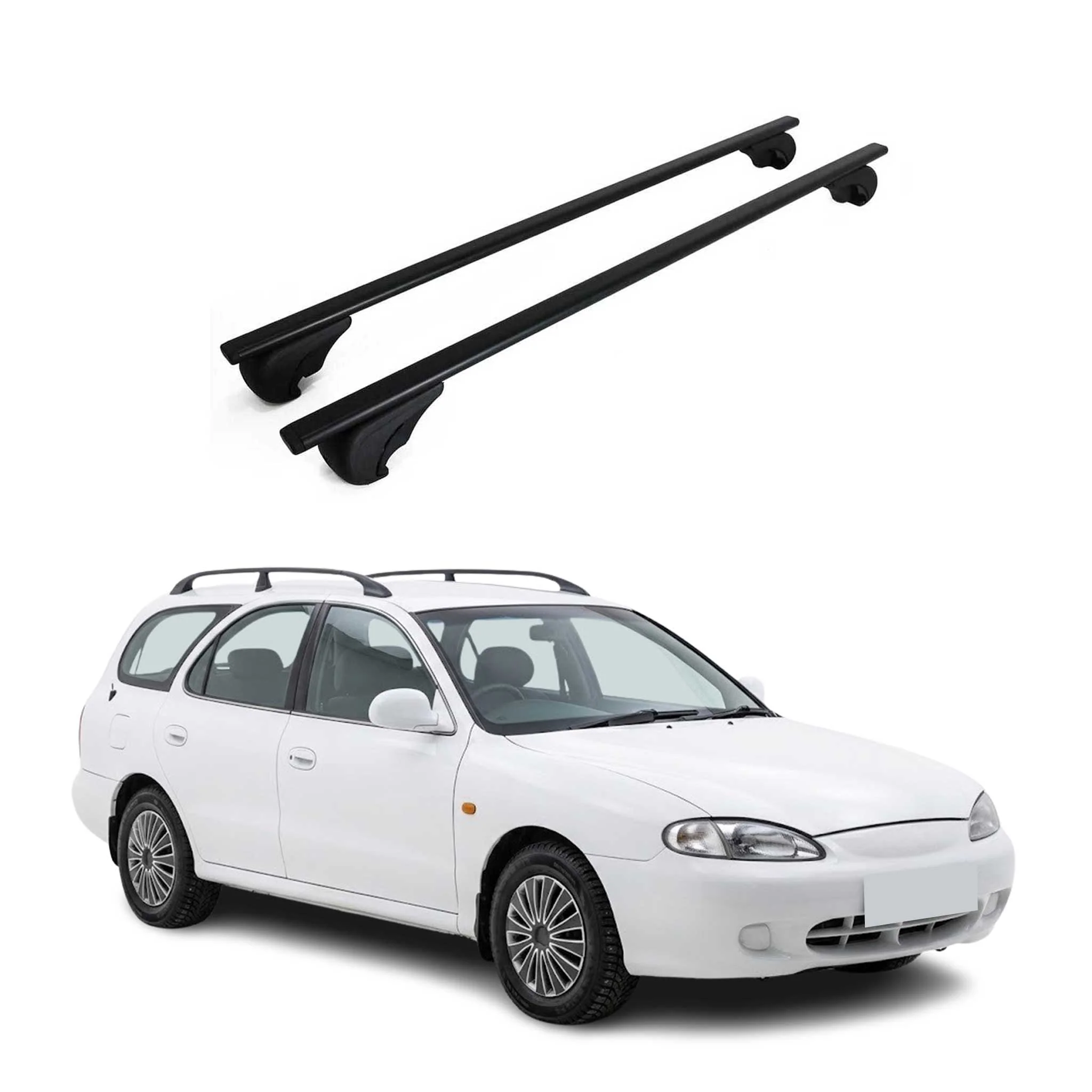 Dachträger Grundträger für Hyundai Lantra II Kombi 1995-2000 Metall Schwarz 2tlg