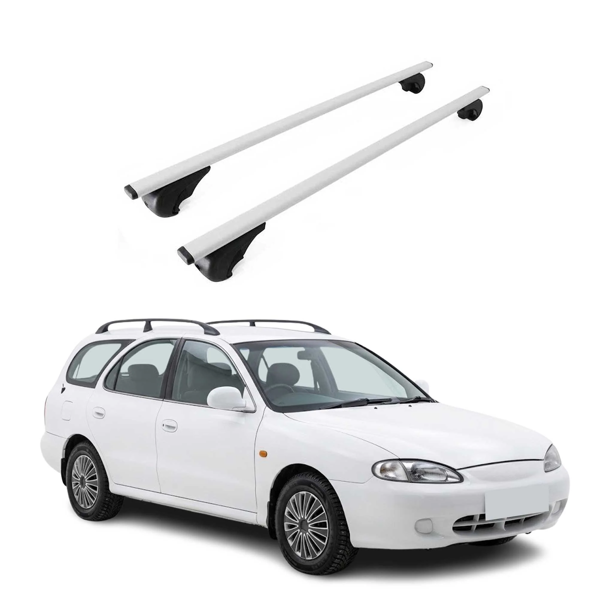 Dachträger Grundträger für Hyundai Lantra II Kombi 1995-2000 Metall Silber 2tlg