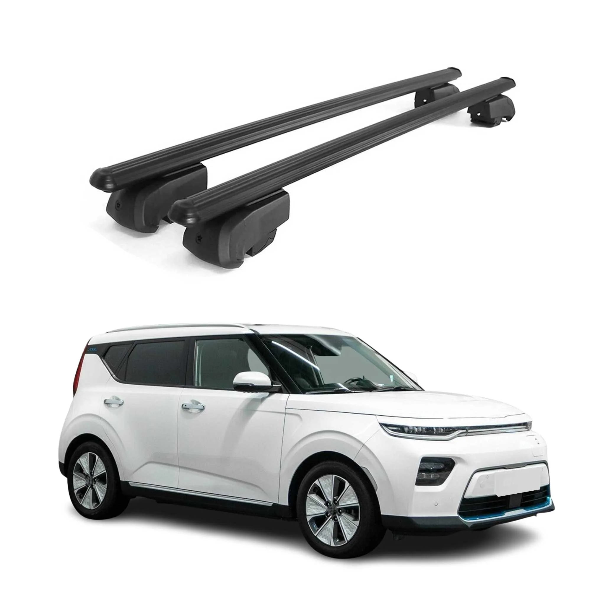 Dachträger Grundträger für Kia Soul EV 2020-2023 Aluminium Schwarz ABE 2x