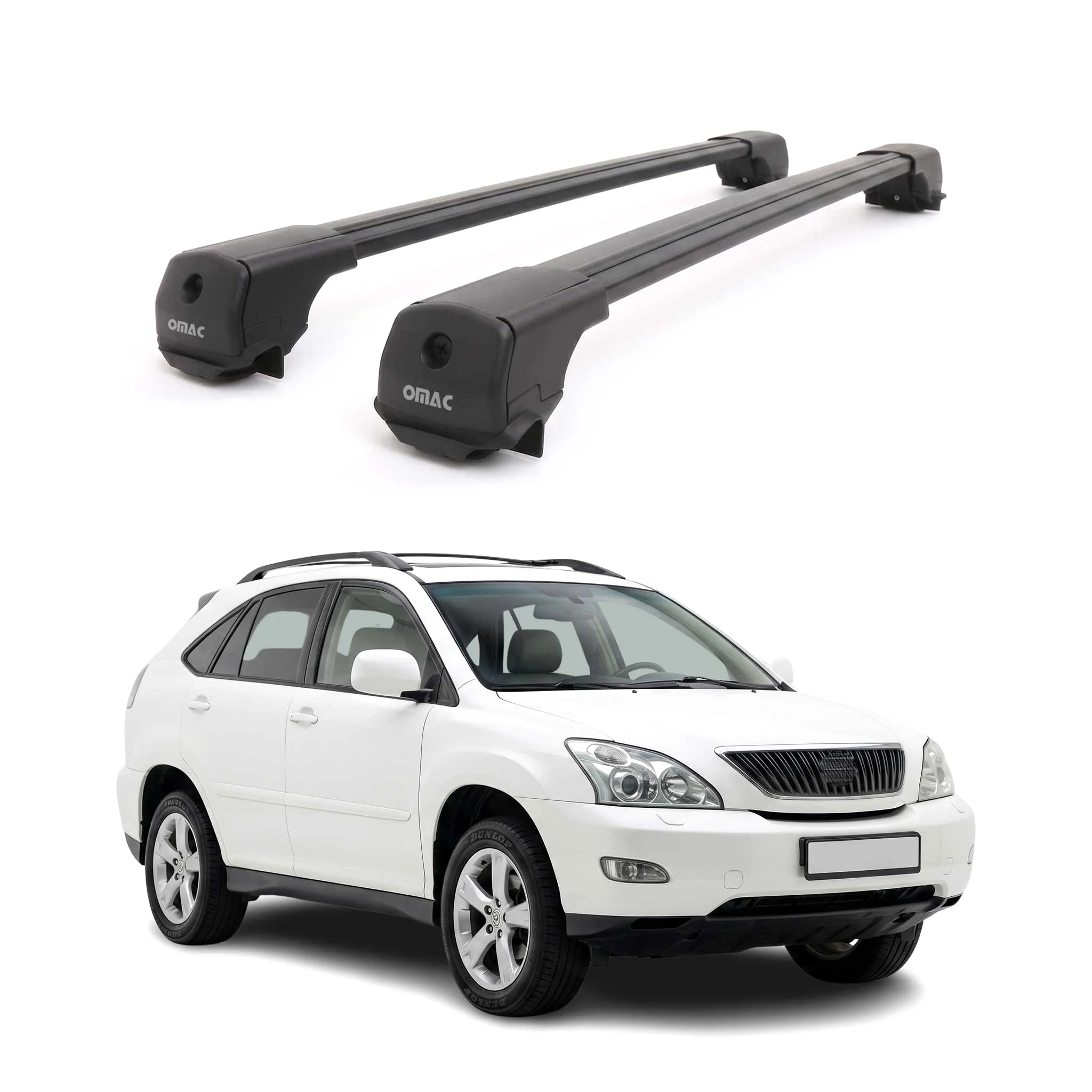 Dachträger Grundträger für Lexus RX II 2004-2009 Aluminium 75kg Schwarz 2tlg