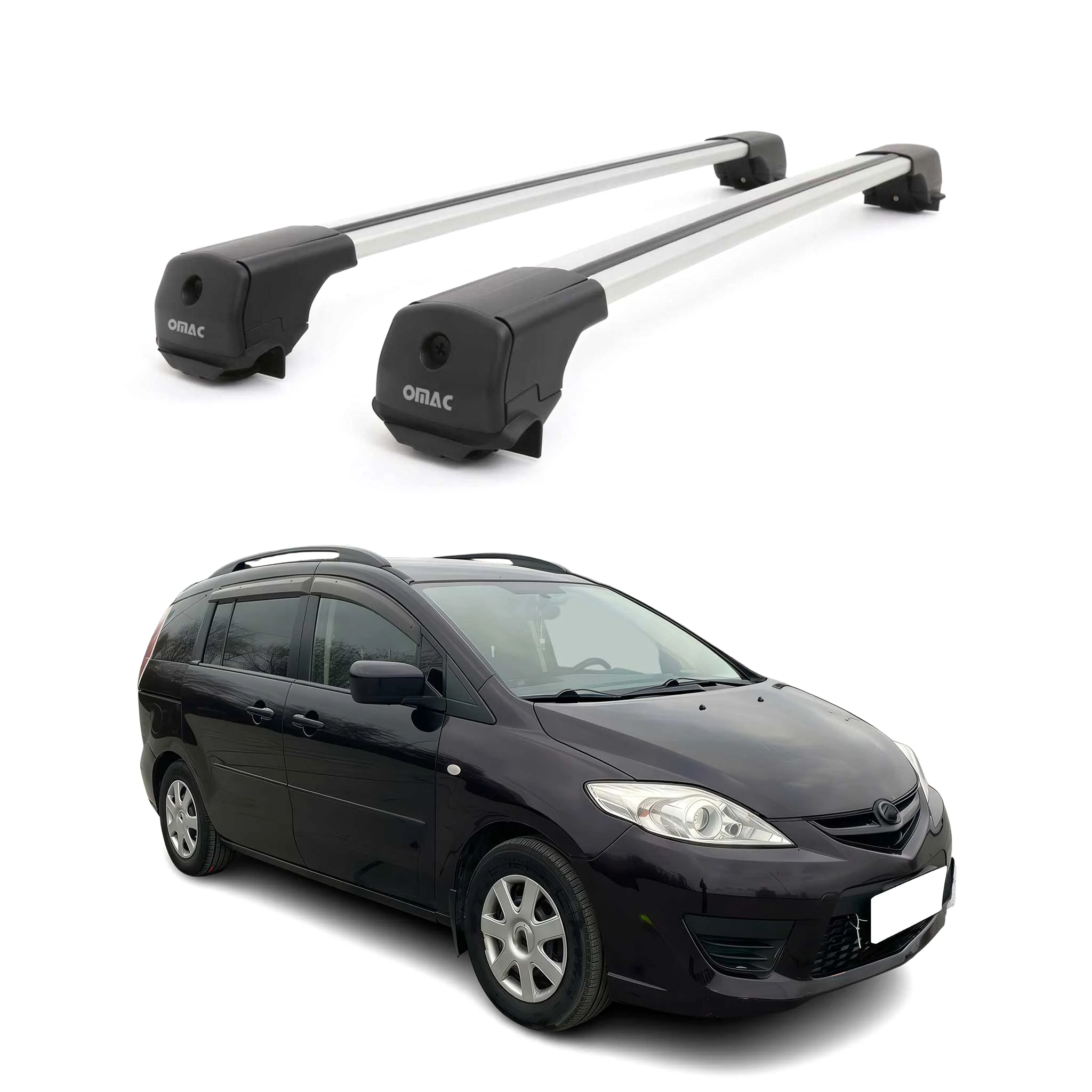 Dachträger Grundträger für Mazda5 II 2005-2010 Aluminium 75kg Grau 2tlg