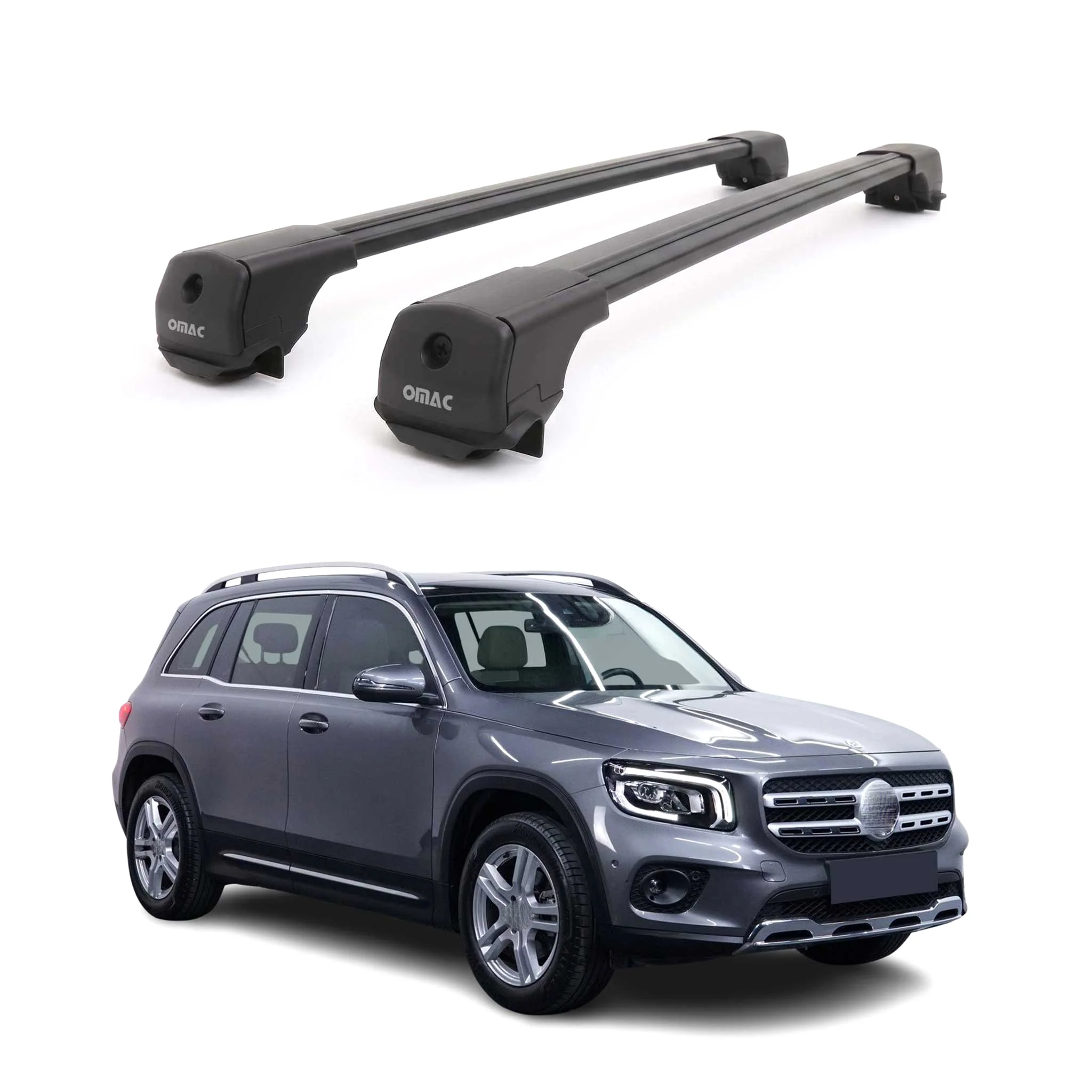 Dachträger Grundträger für Mercedes GLB X247 2019-2026 Aluminium 75kg Schwarz 2x