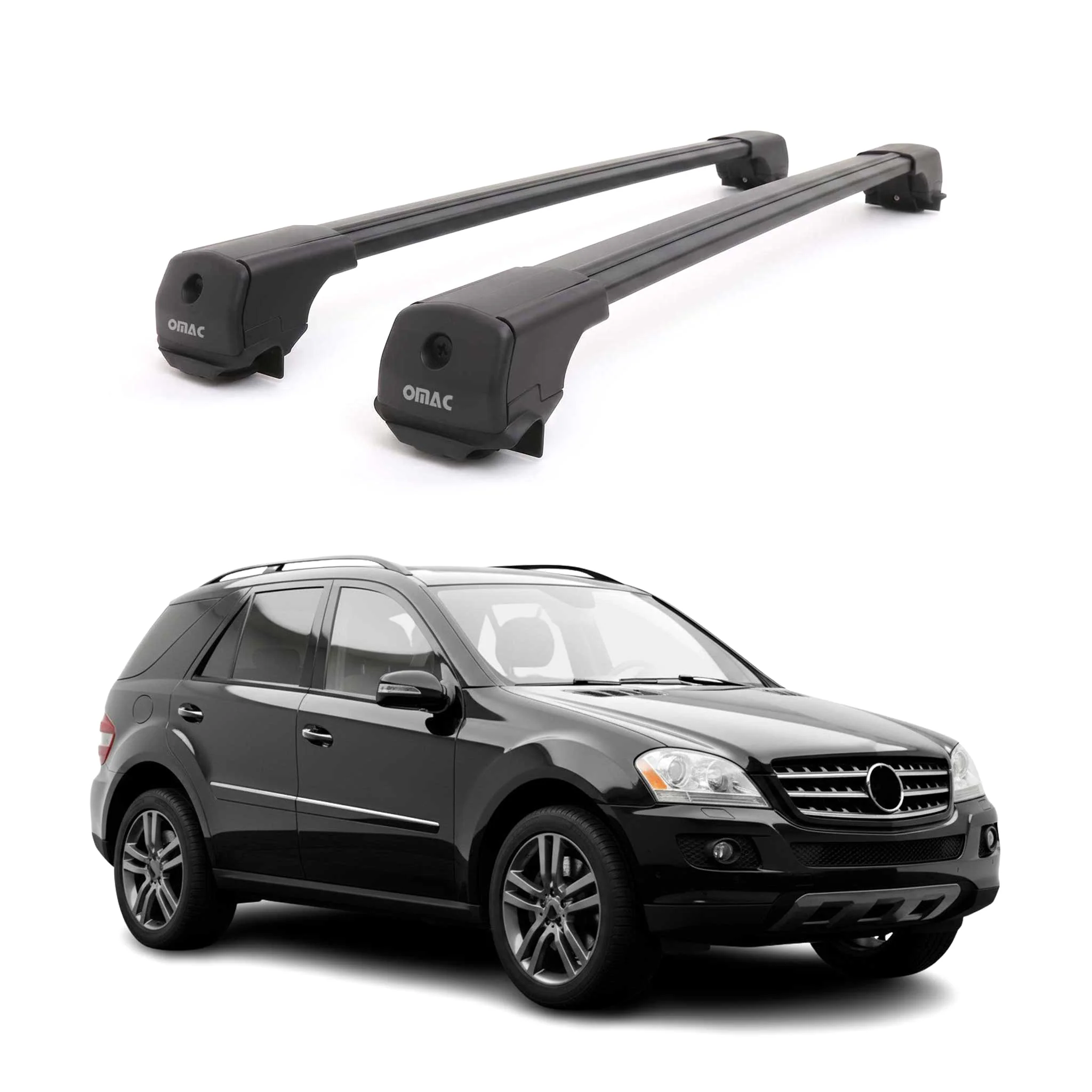 Dachträger Grundträger für Mercedes M Klasse W164 2006-2011 Aluminium Schwarz 2x