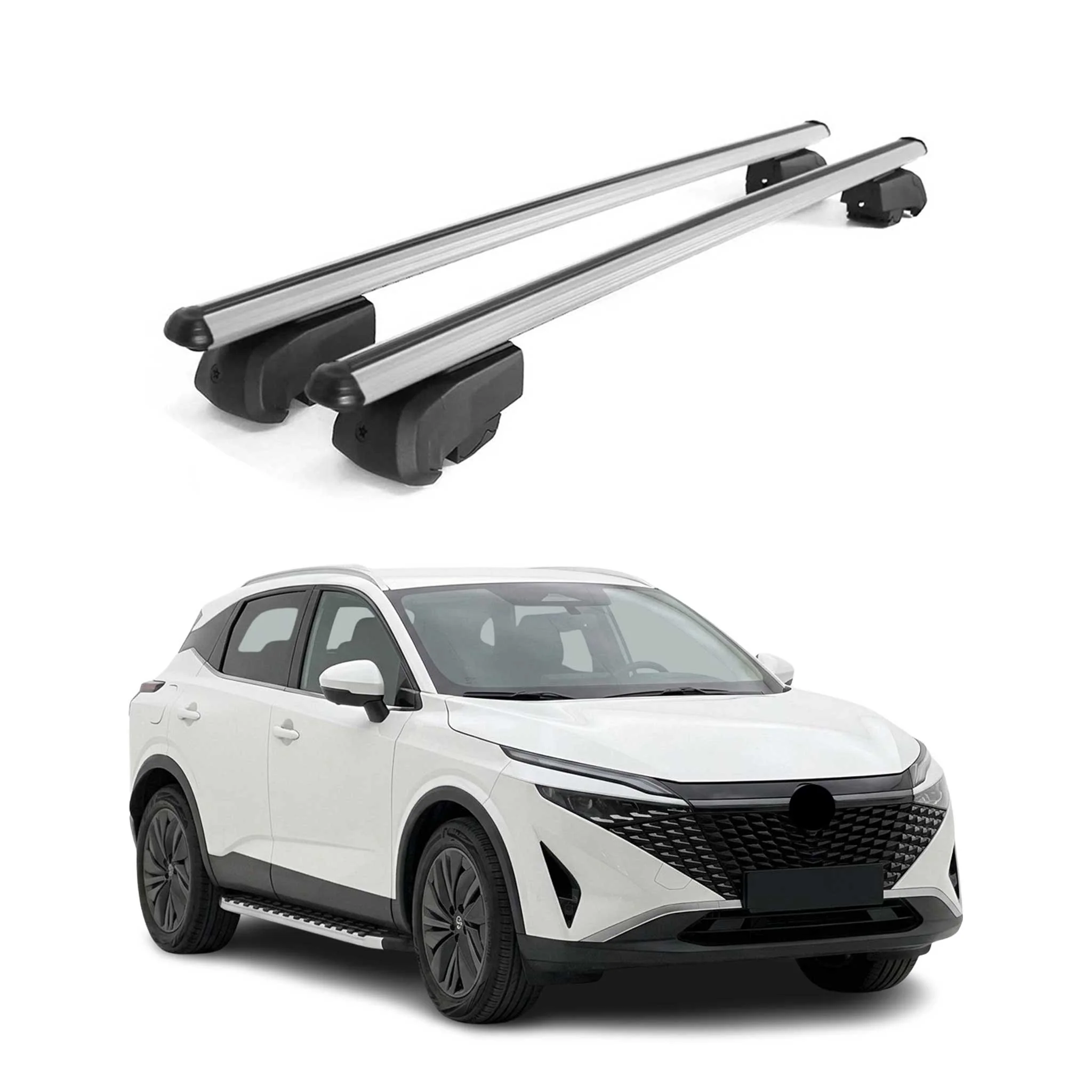 Dachträger Grundträger für Nissan Qashqai J12 2021-2026 Aluminium Silber 2tlg
