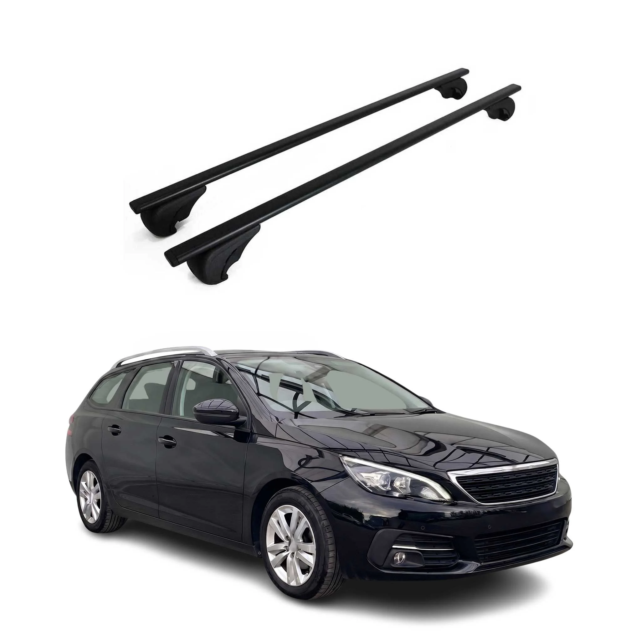 Dachträger Grundträger für Peugeot 308 II Kombi 2013-2021 Metall Schwarz 2tlg