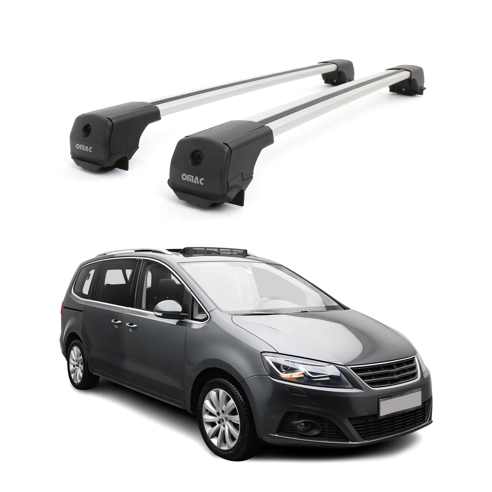 Dachträger Grundträger für Seat Alhambra II 2010-2020 Aluminium 75kg Grau 2tlg