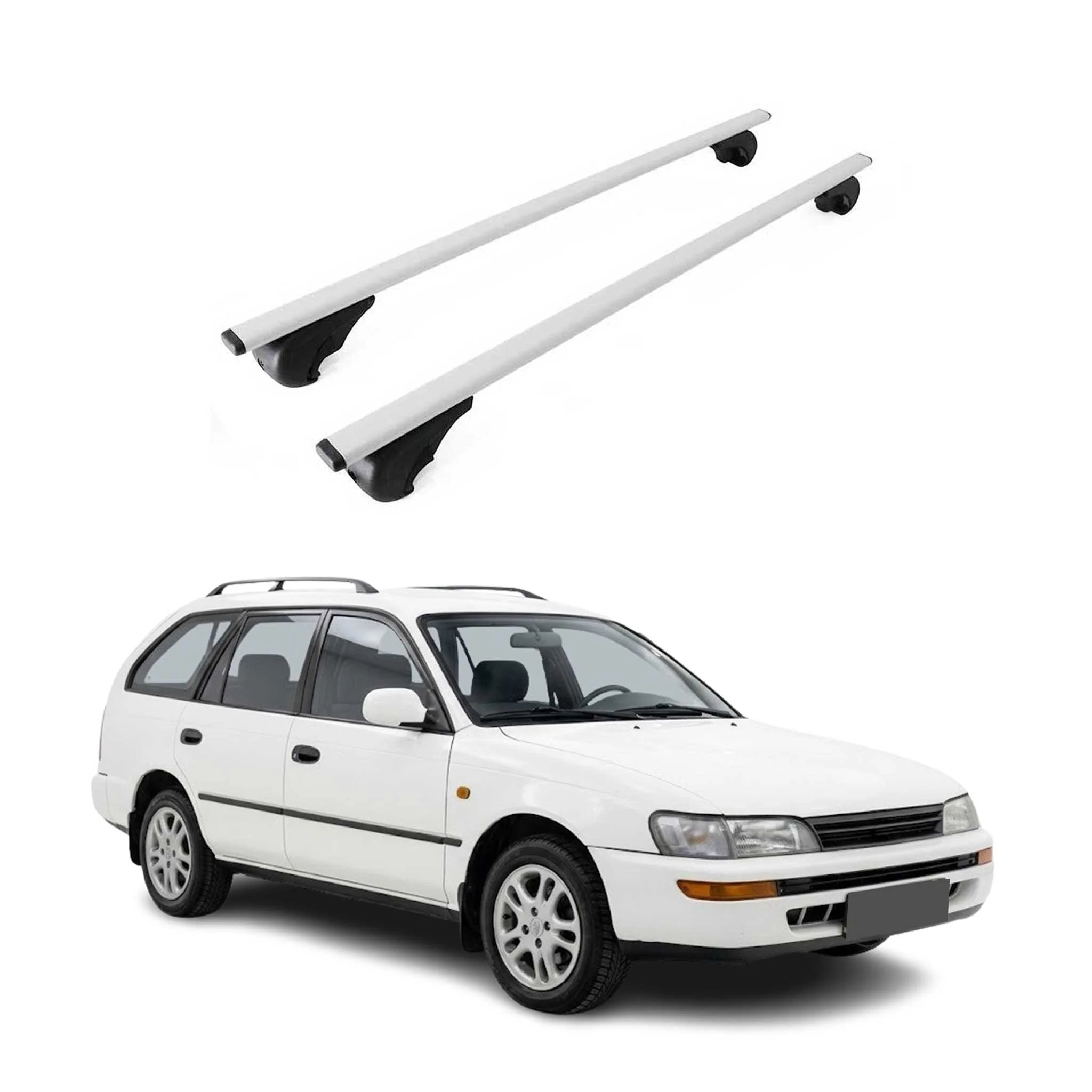 Dachträger Grundträger für Toyota Corolla mk8 Touring 1997-2002 Metall Silber 2x