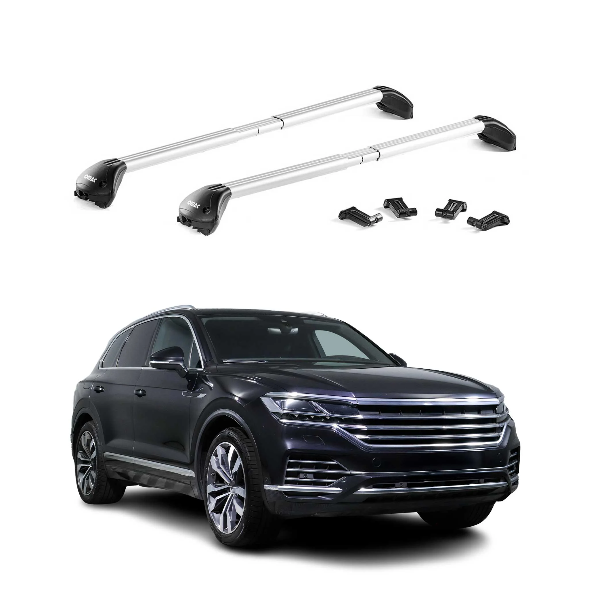 Dachträger Grundtäger für VW Touareg III 2018-2024 Pre-FL Aluminium Silber 2tlg