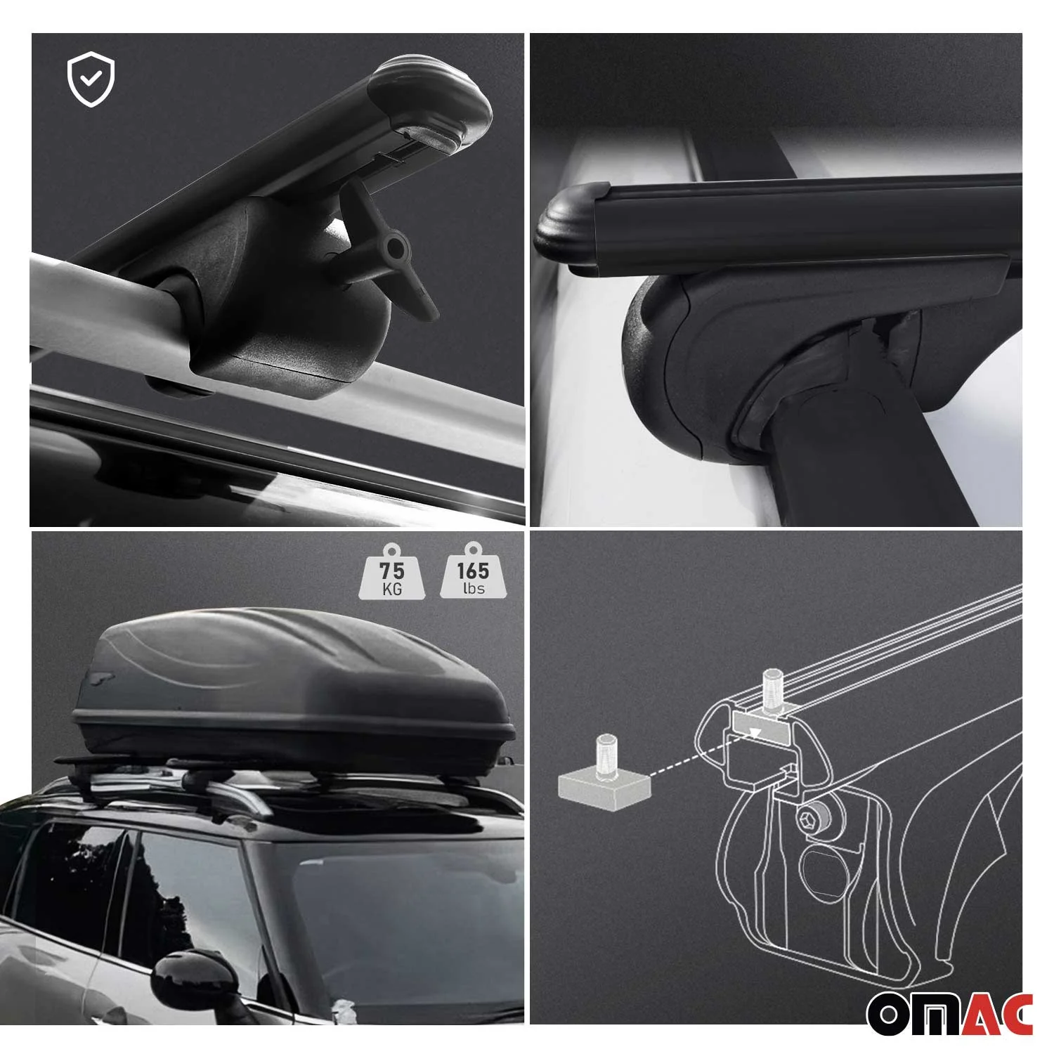 Dachträger Grundtäger für VW T-Cross 2019-2026 75kg Aluminium Schwarz 2 tlg - Image 4