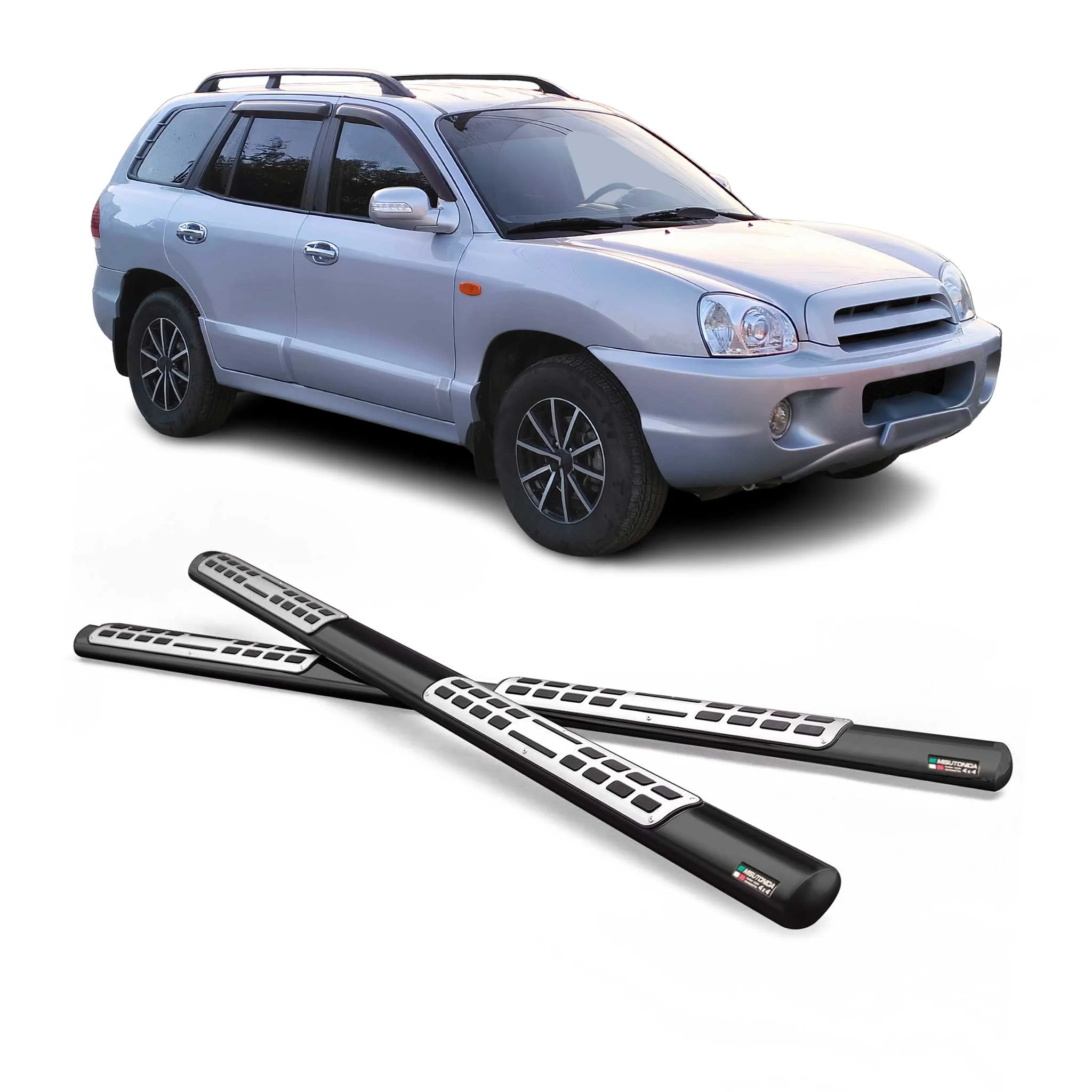 Edelstahl Seitenschweller Schwellerrohre für Hyundai Santa Fe 2009-2012 Schwarz