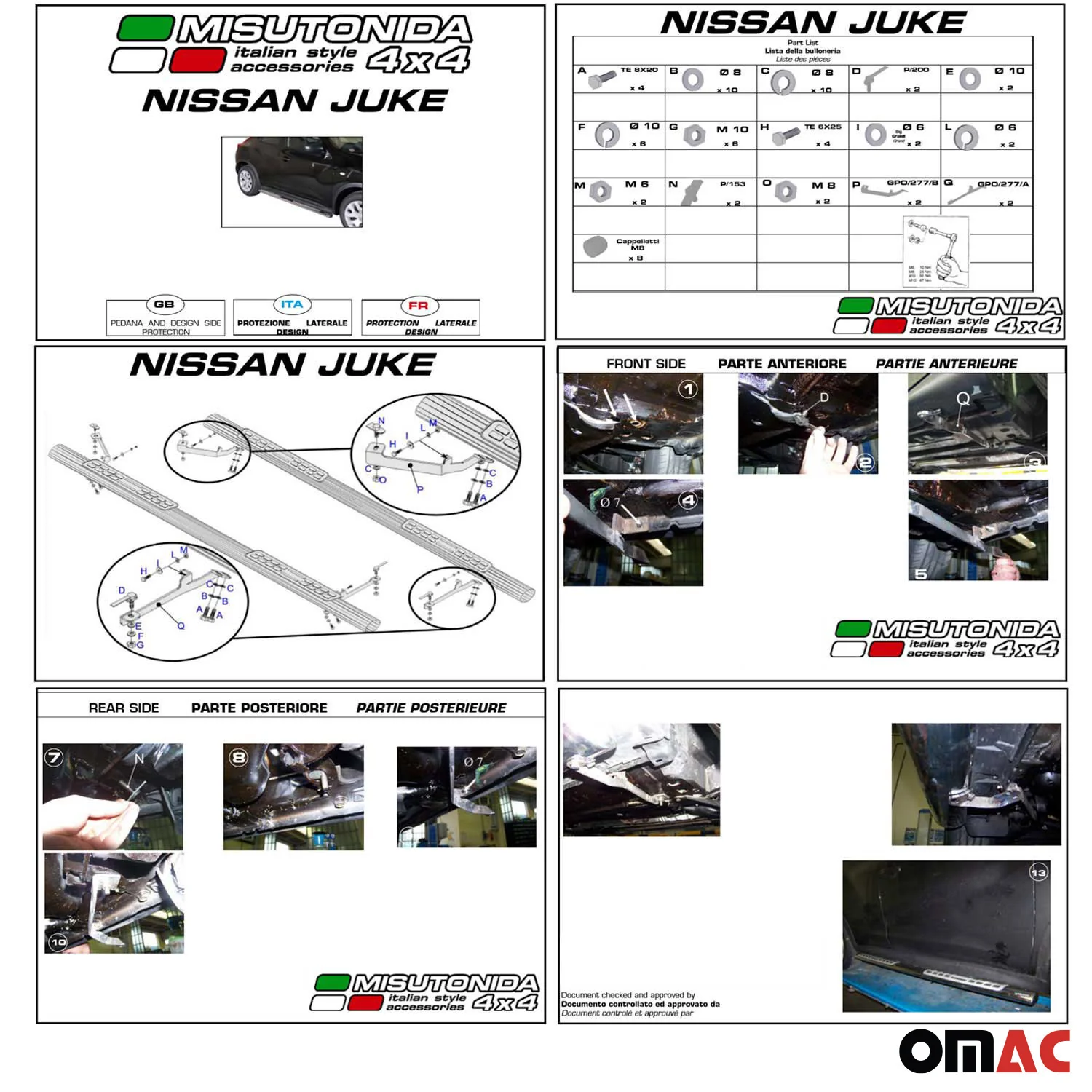 Edelstahl Seitenschweller Schwellerrohre für Nissan Juke 2010-2019 Schwarz - Image 4