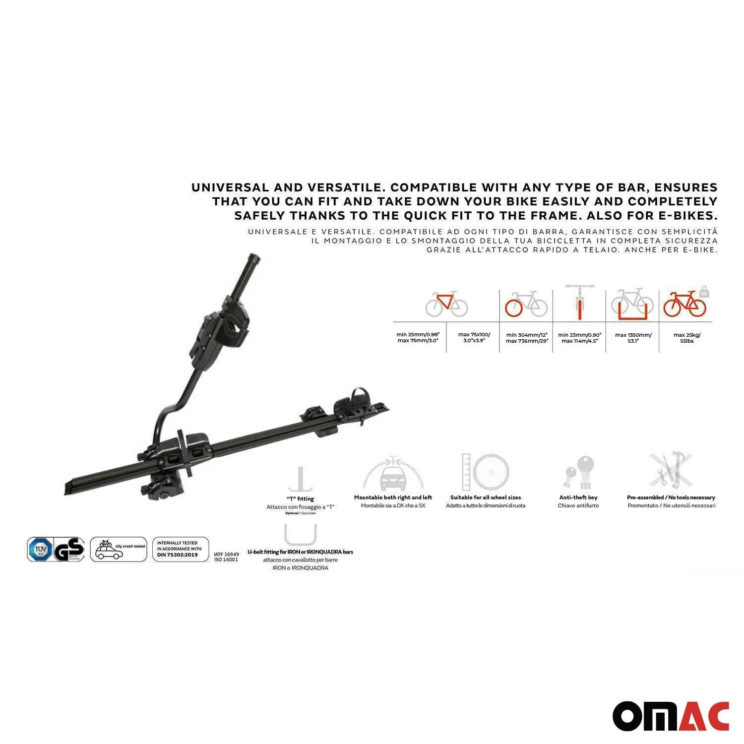 Farad Fahrradträger Dachfahrradträger für Fahrräder bis 25kg Stahl EBike FatBike - Image 4