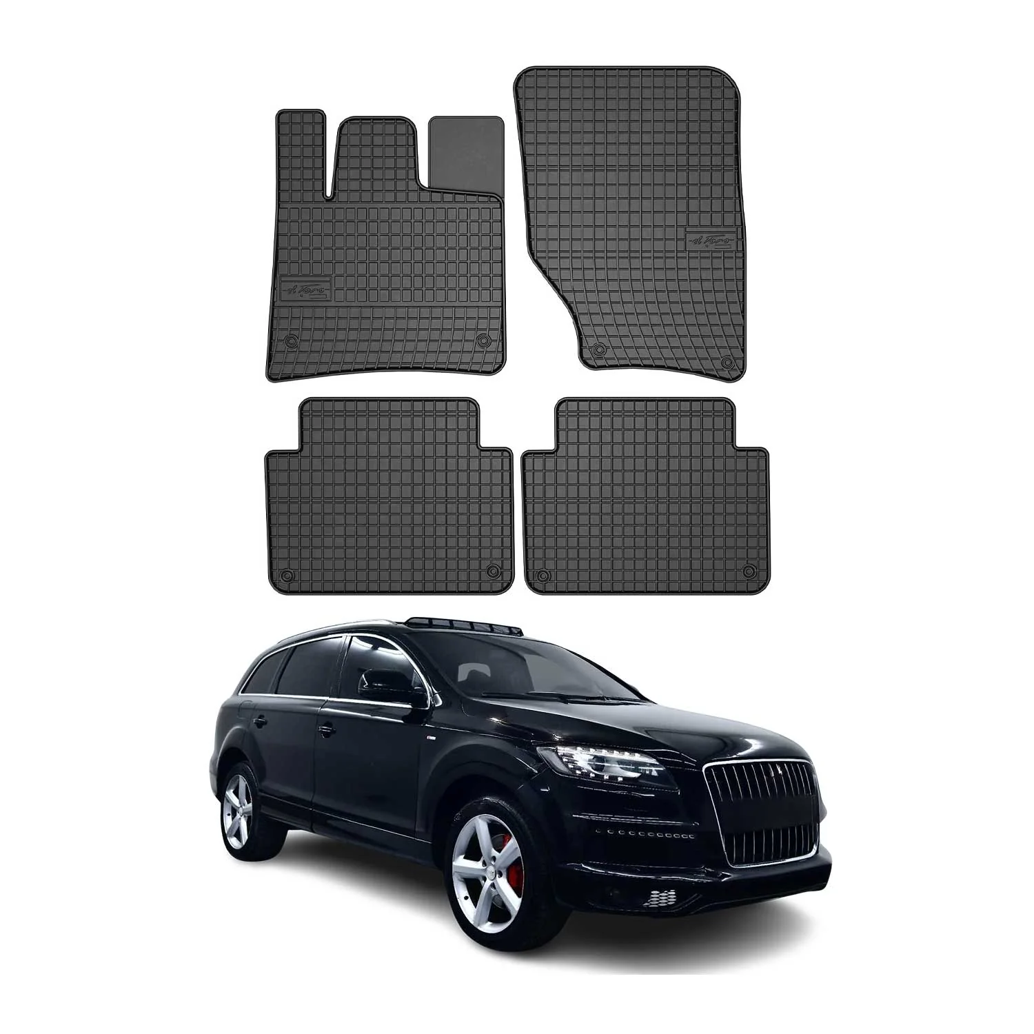 OMAC Gummi Fußmatten für Audi Q7 4LB 2006-2015 Automatten Gummi Schwarz 4tlg