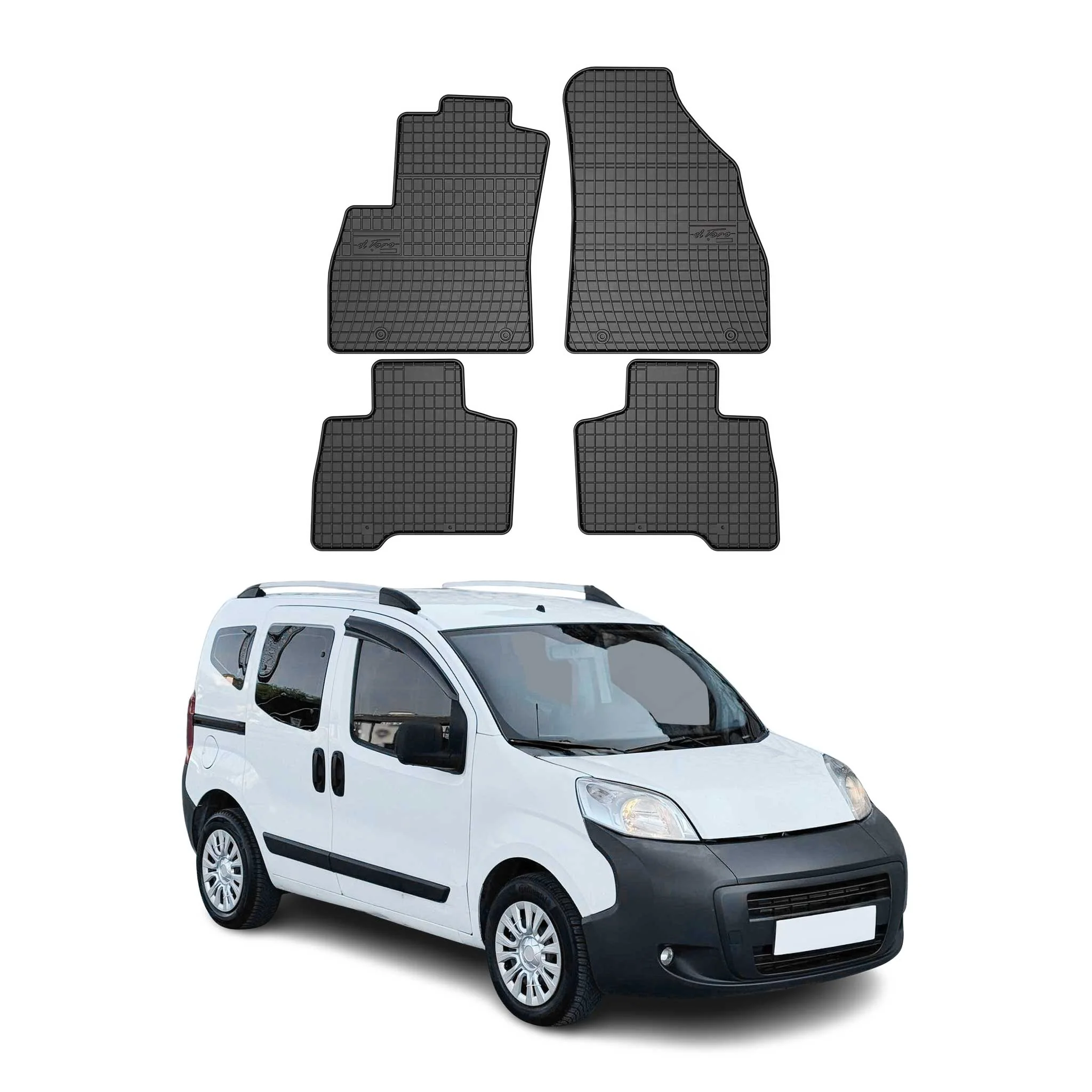 OMAC Gummi Fußmatten für Citroen Nemo 5 Persons 2007-2017 Automatten Schwarz 4x