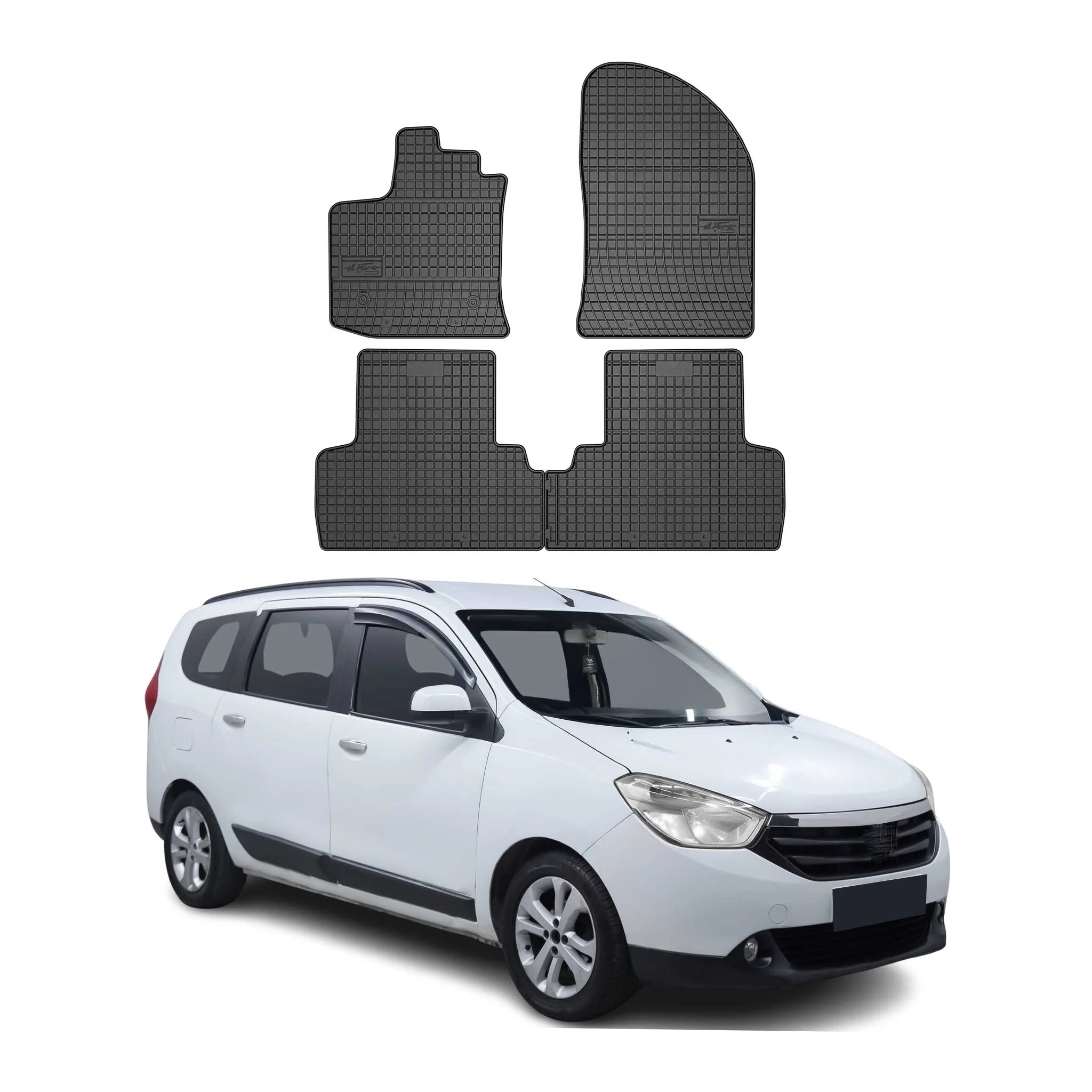 OMAC Gummi Fußmatten für Dacia Lodgy 2012-2024 Automatten Gummi Schwarz 4tlg