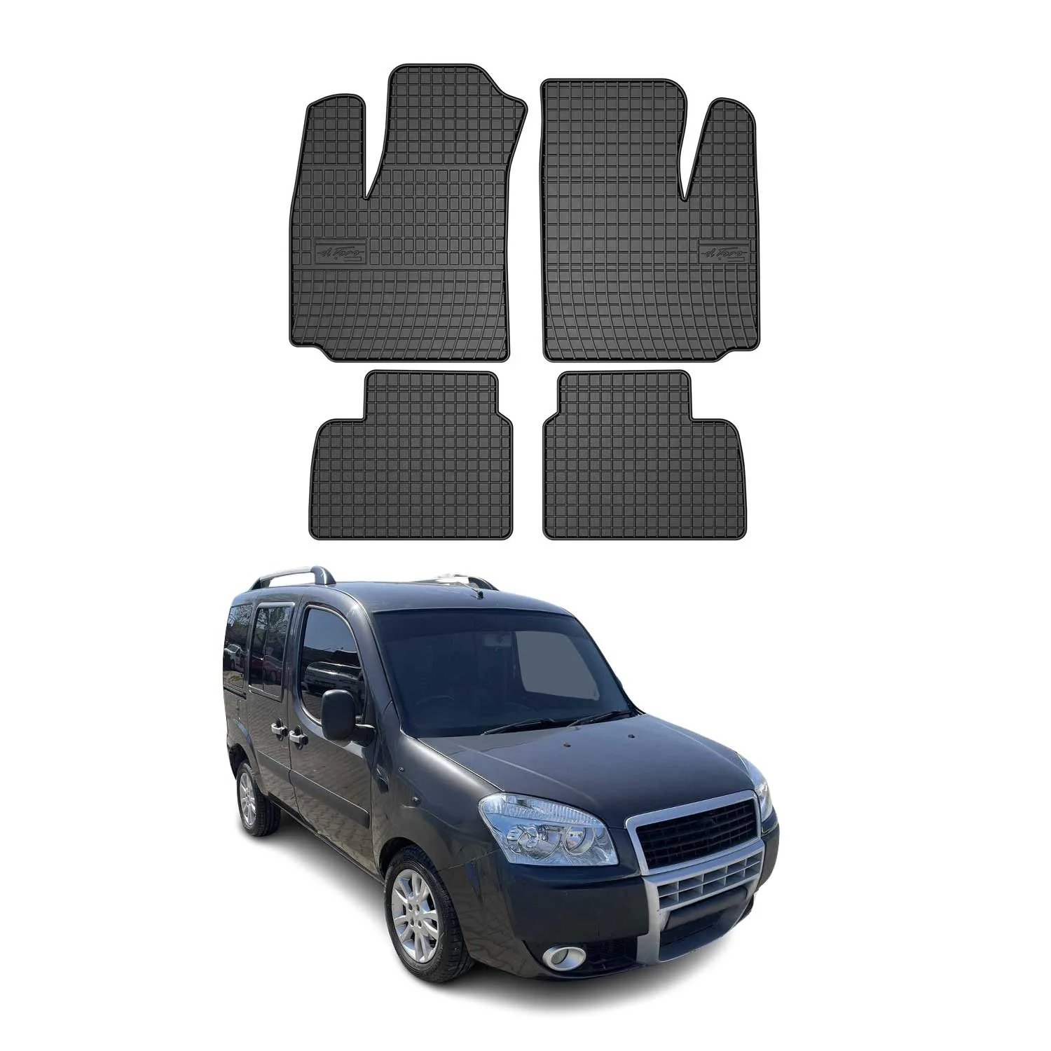 OMAC Gummi Fußmatten für Fiat Doblo 2000-2010 Automatten Gummi Schwarz 4tlg
