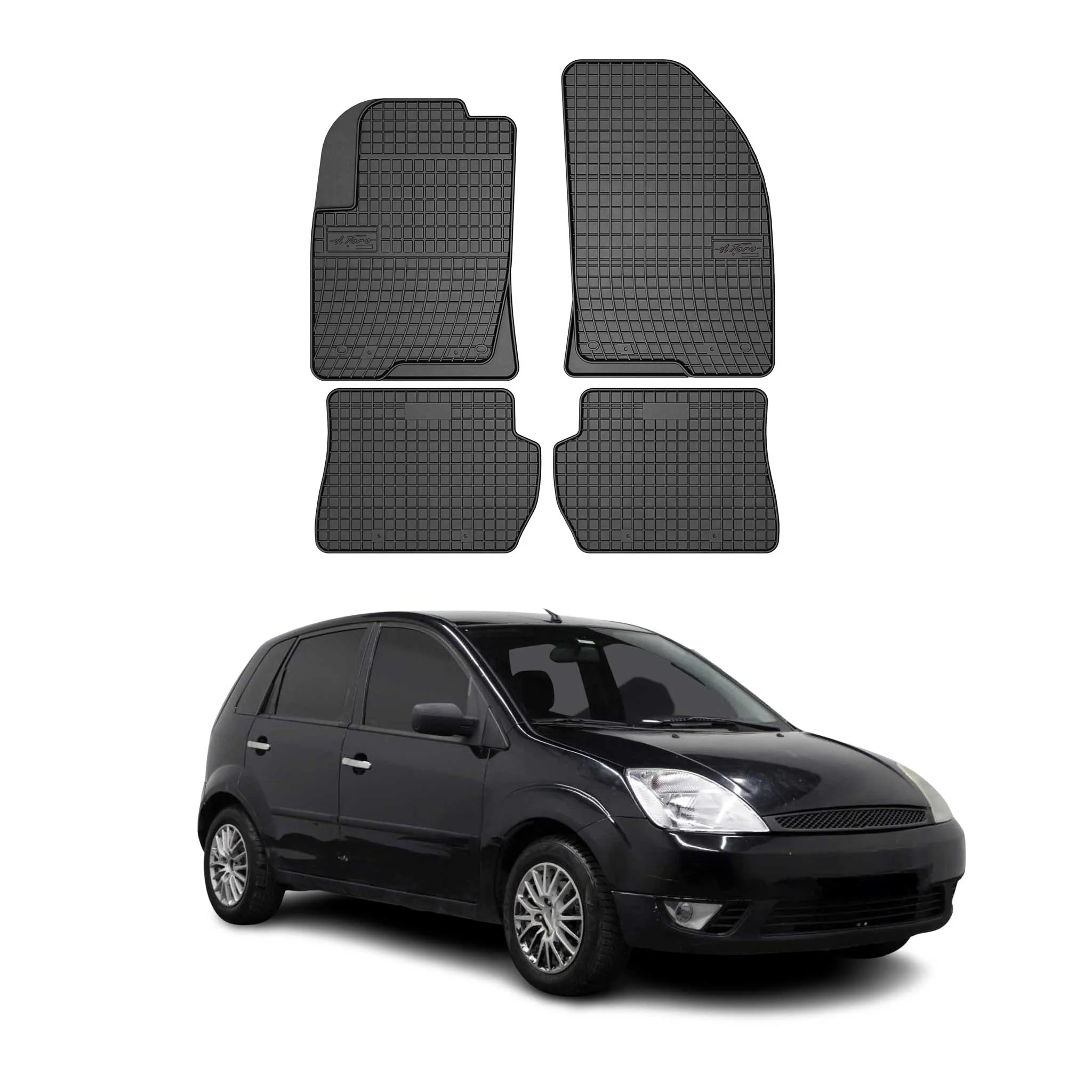 OMAC Gummi Fußmatten für Ford Fiesta MK5 2002-2008 Automatten Gummi Schwarz 4tlg