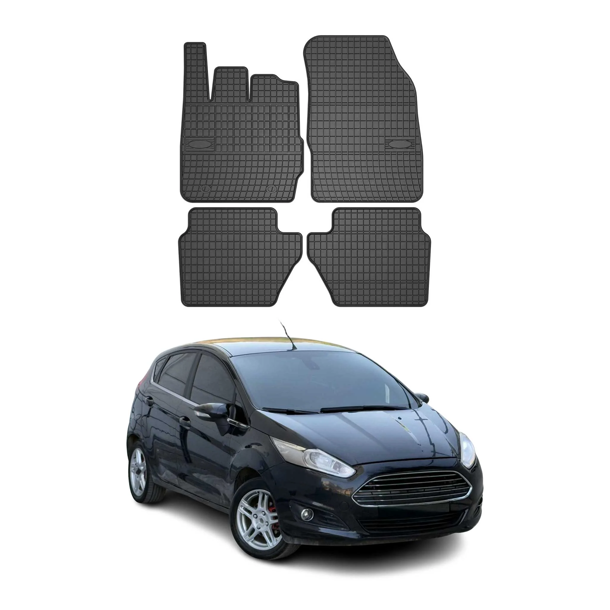 OMAC Gummi Fußmatten für Ford Fiesta MK 2008-2017 Automatten Gummi Schwarz 4tlg